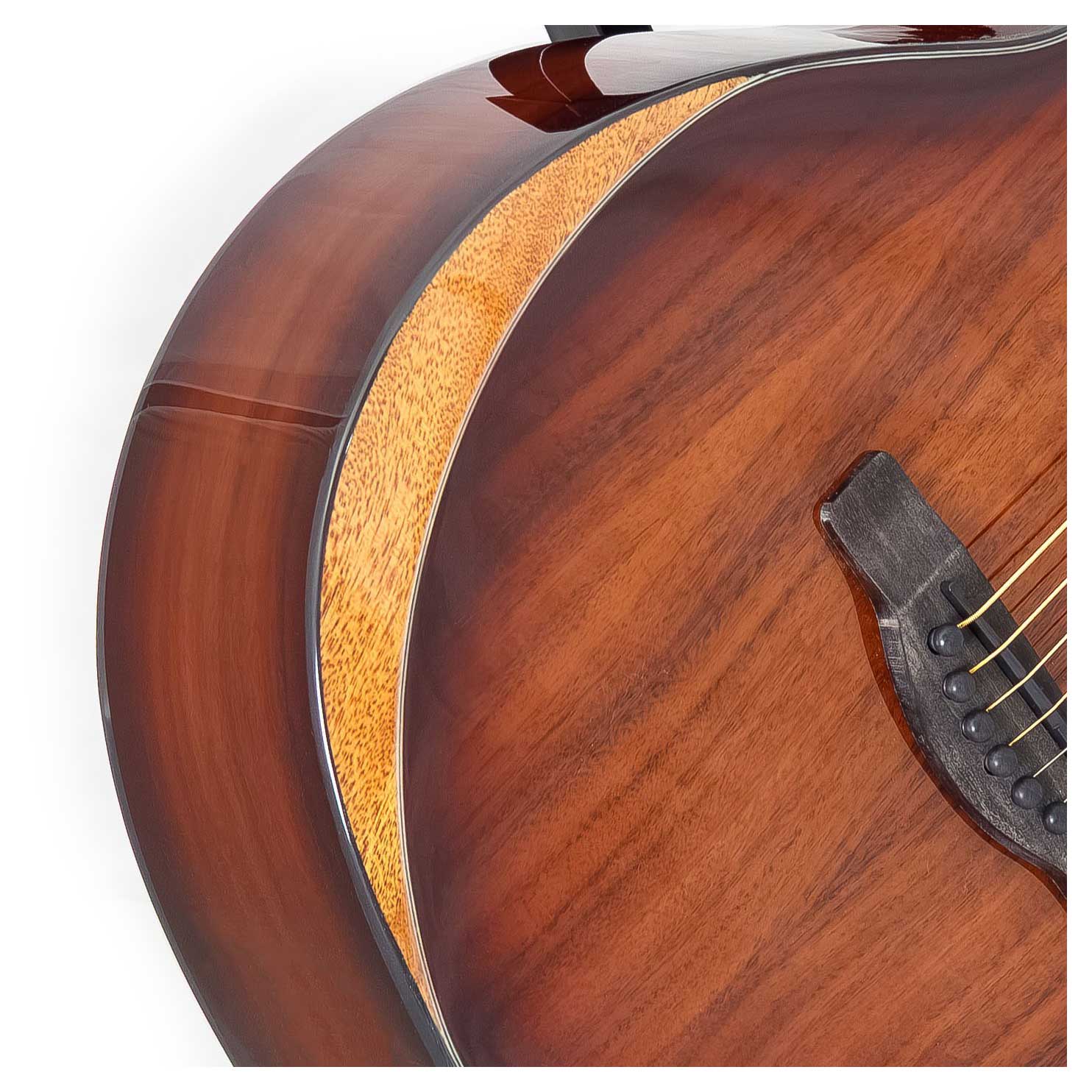 GUITARGUITAR Adam Black O-2 Travel Koa Electro Acoustic with Bevelled Armrest