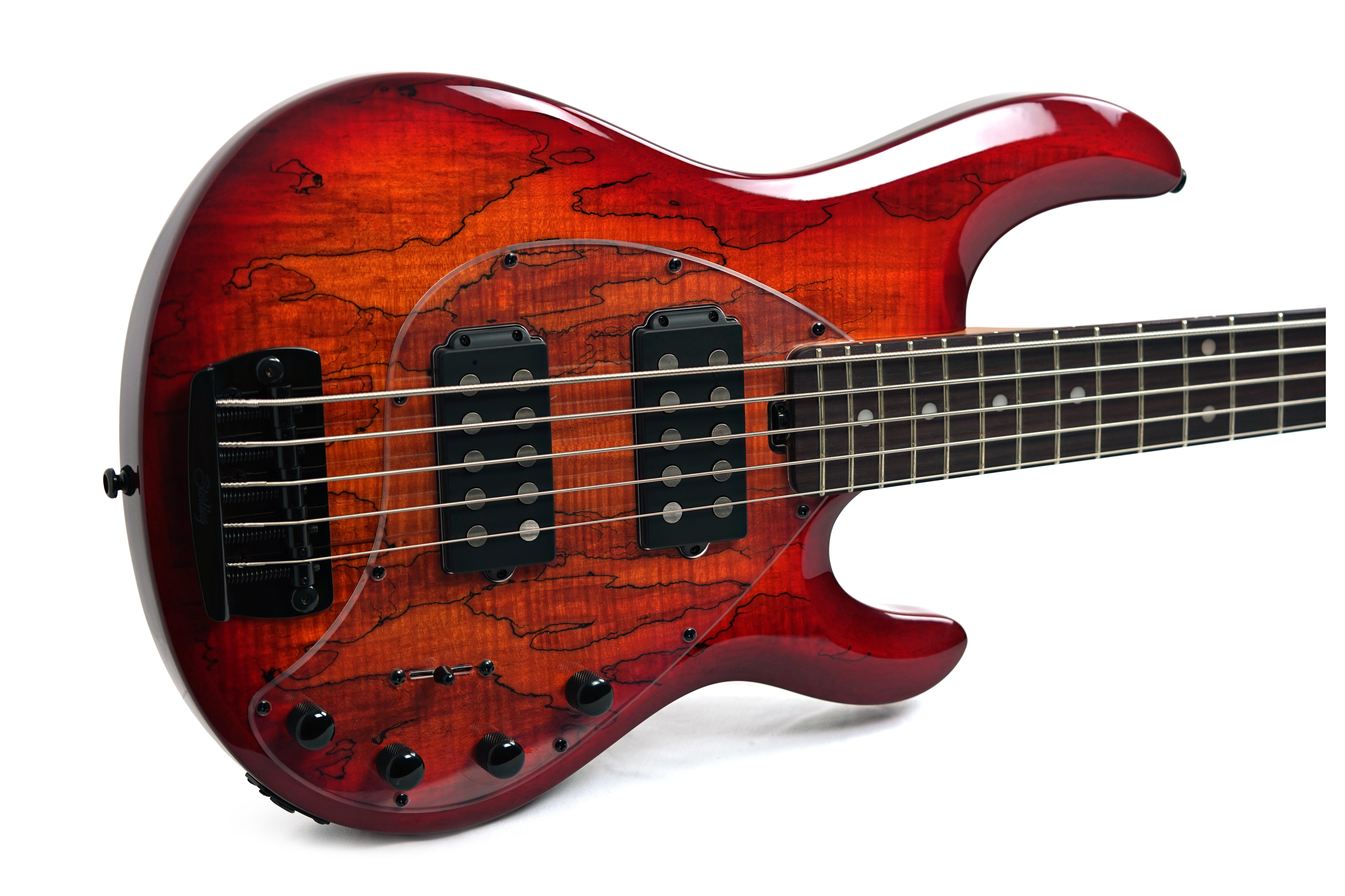 GUITARGUITAR Music Man Sterling StingRay 5 HH RAY35HH Spalted Maple Blood Orange Burst