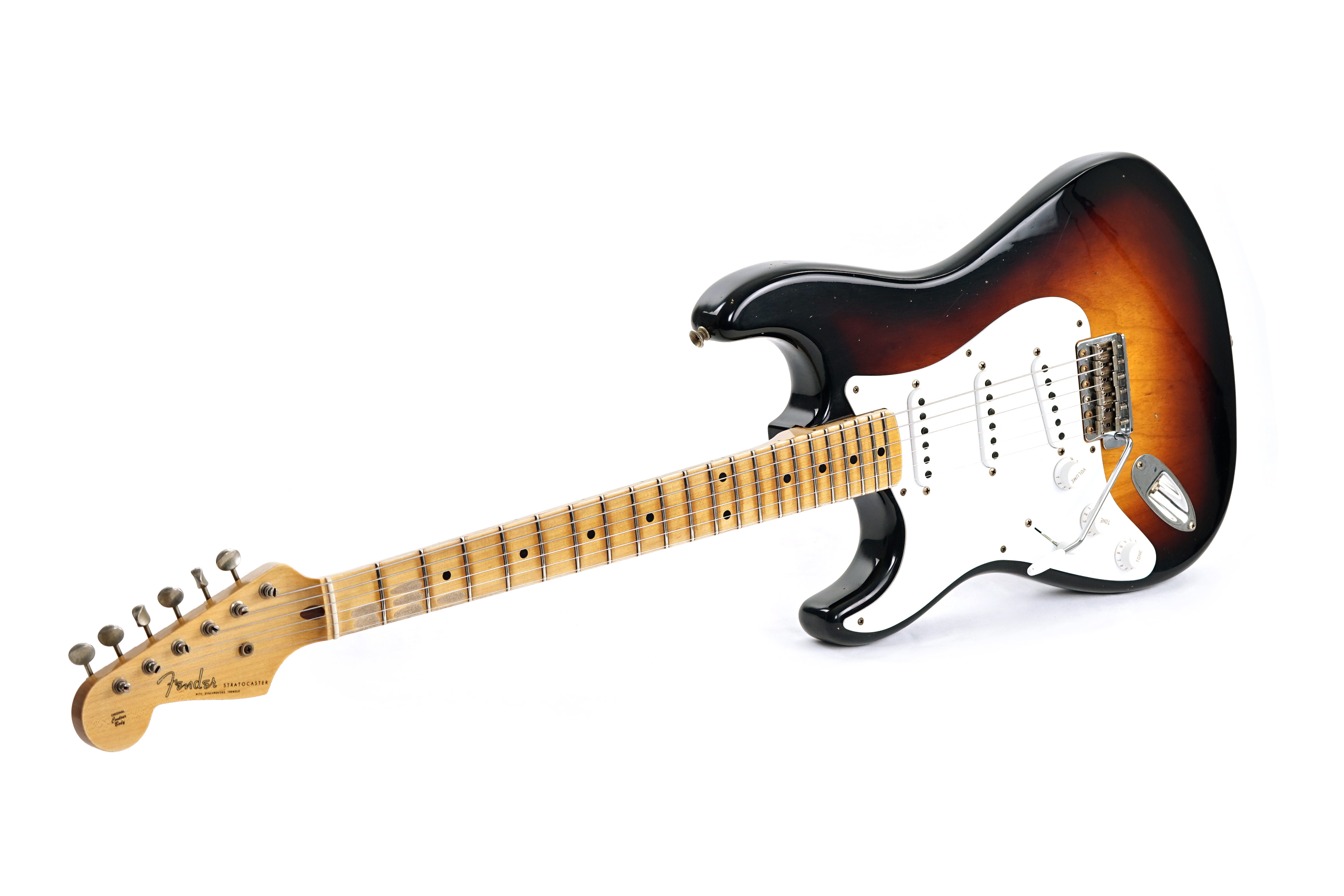 GUITARGUITAR Fender Custom Shop 1954 Stratocaster Journeyman Relic Wide 2 Tone Sunburst Left Handed