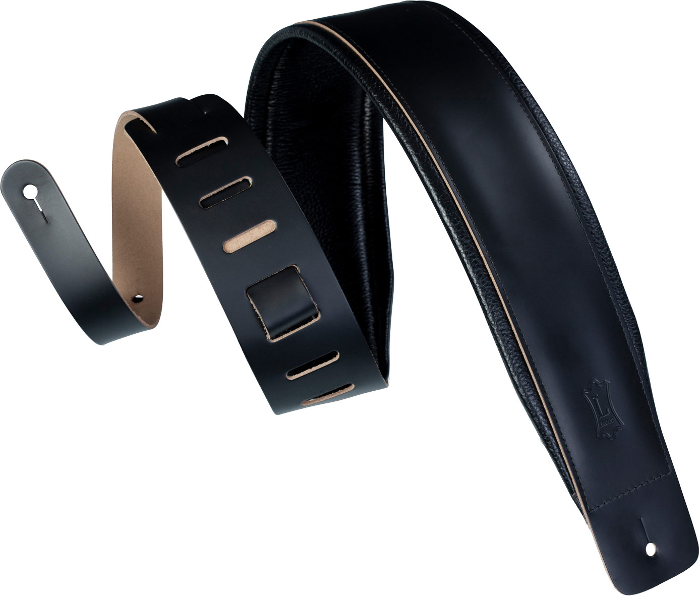 GUITARGUITAR Levy's DM1PD-BLK Leather Padded Strap Black