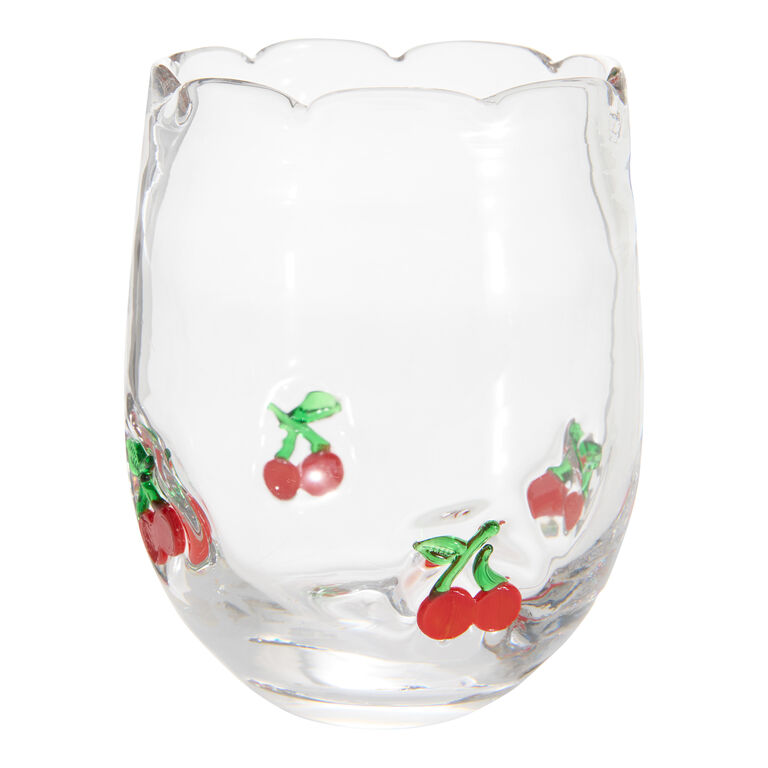 World Market Charm Inlay Scallop Stemless Wine Glass