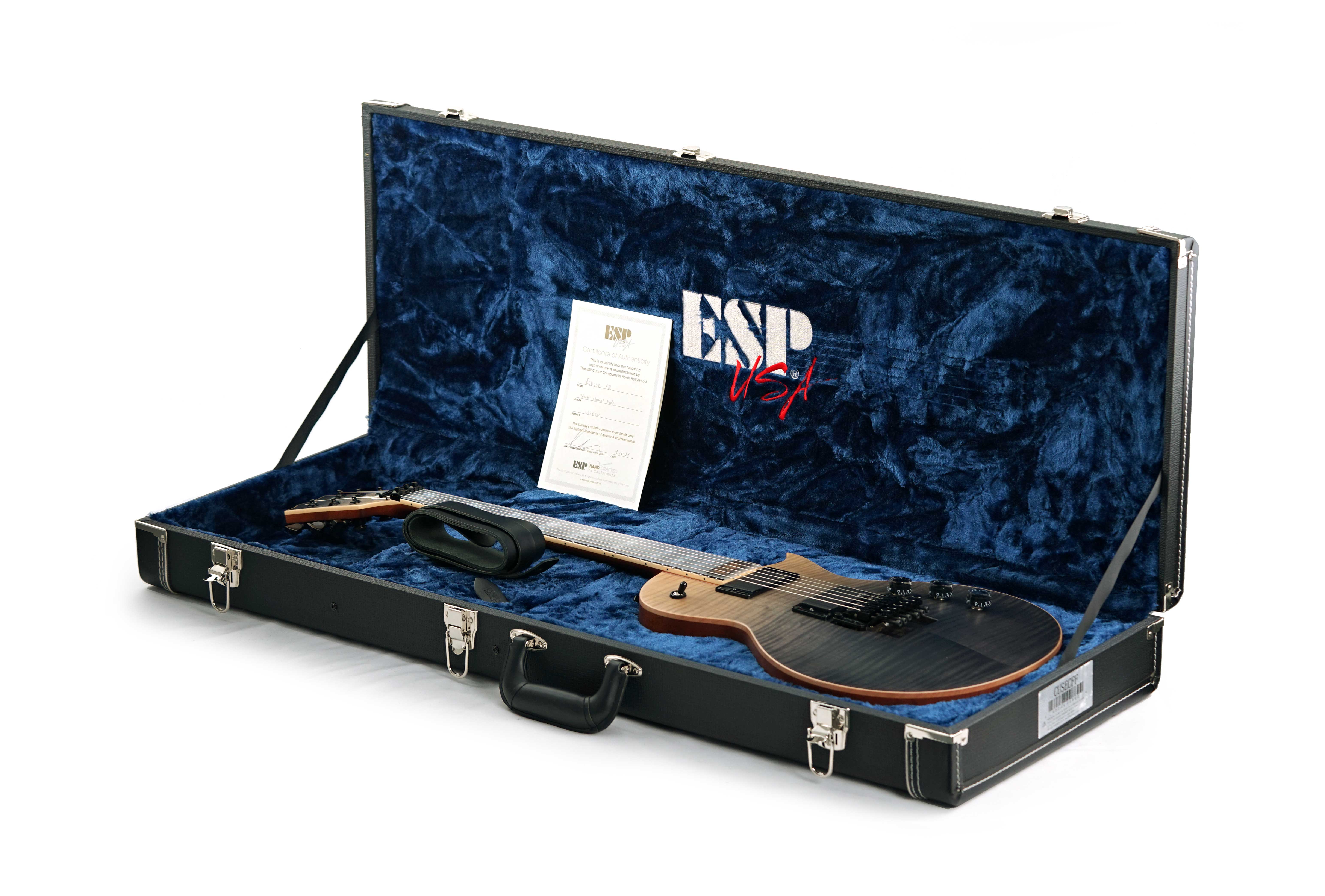 GUITARGUITAR ESP USA Eclipse Flame Maple EMG FR Black Natural Fade Satin (Ex-Demo) #US24302