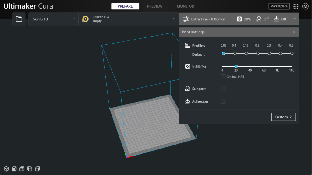 SunluT3 print settings