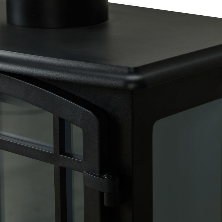 World Market Laurian Black Steel Electric Fireplace with Faux Chimney