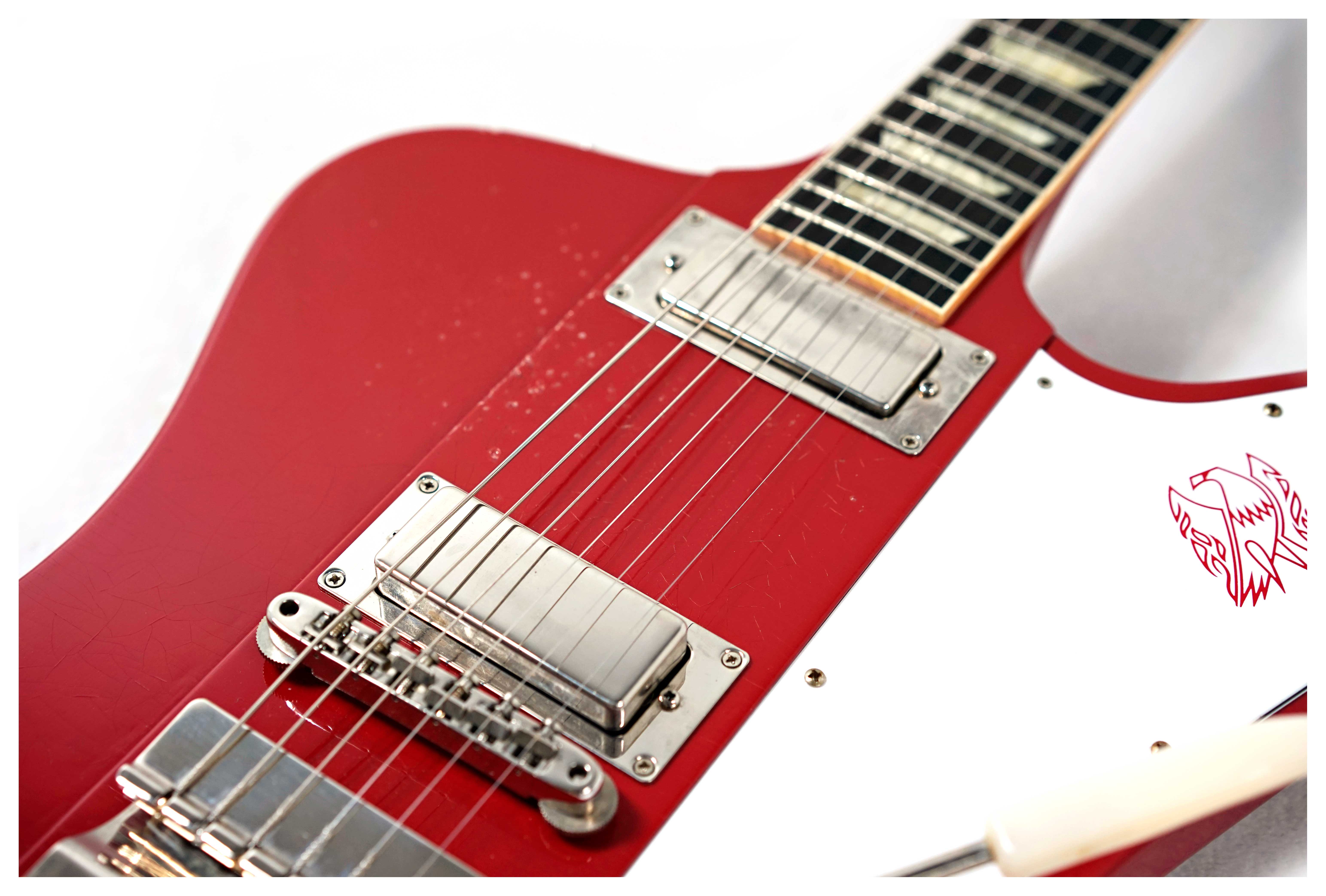 GUITARGUITAR Gibson Custom Shop 1963 Firebird V With Maestro Vibrola Light Aged Cardinal Red #304583