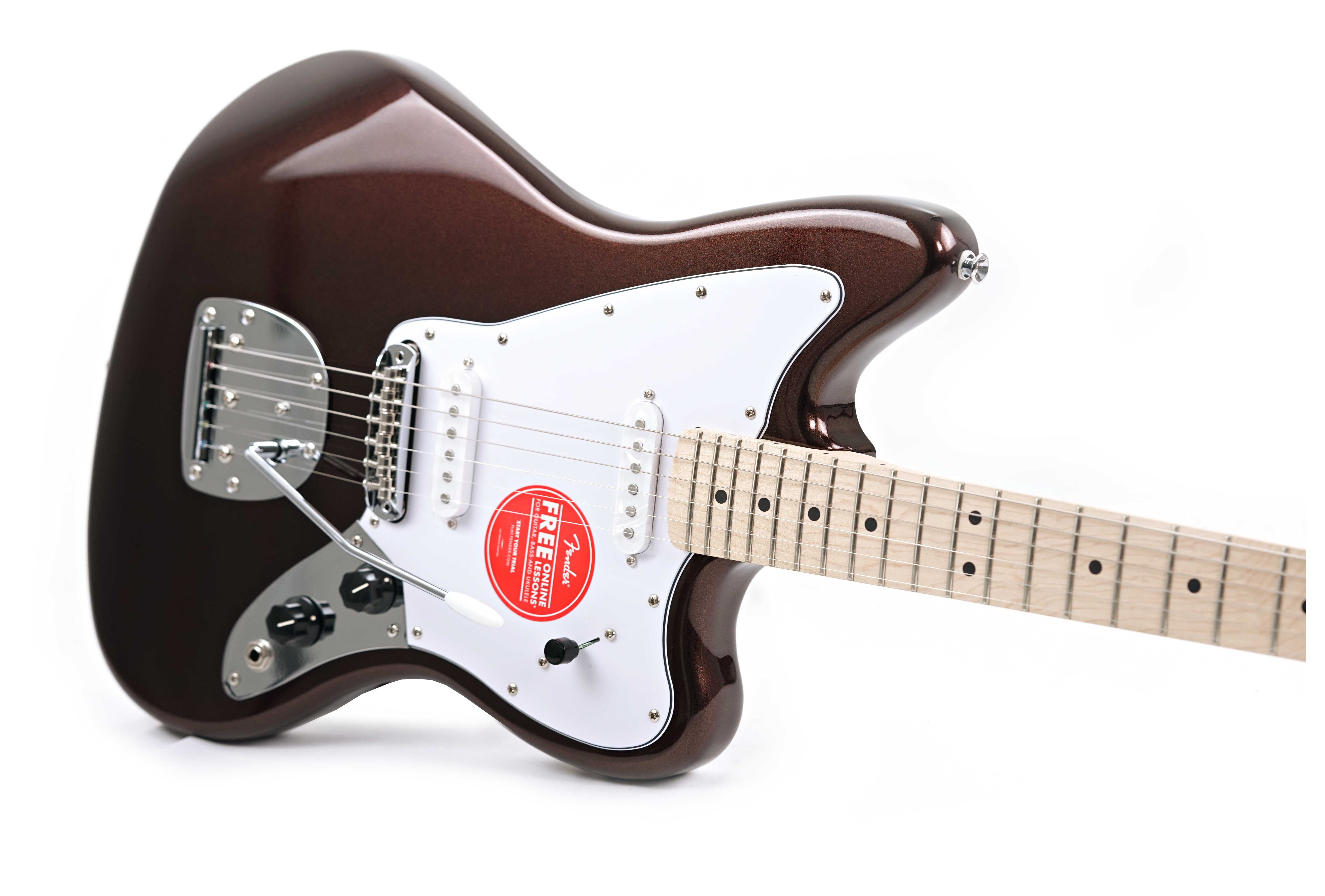 GUITARGUITAR Squier Affinity Series Jaguar White Pickguard Mystic Metallic Brown Maple Fingerboard