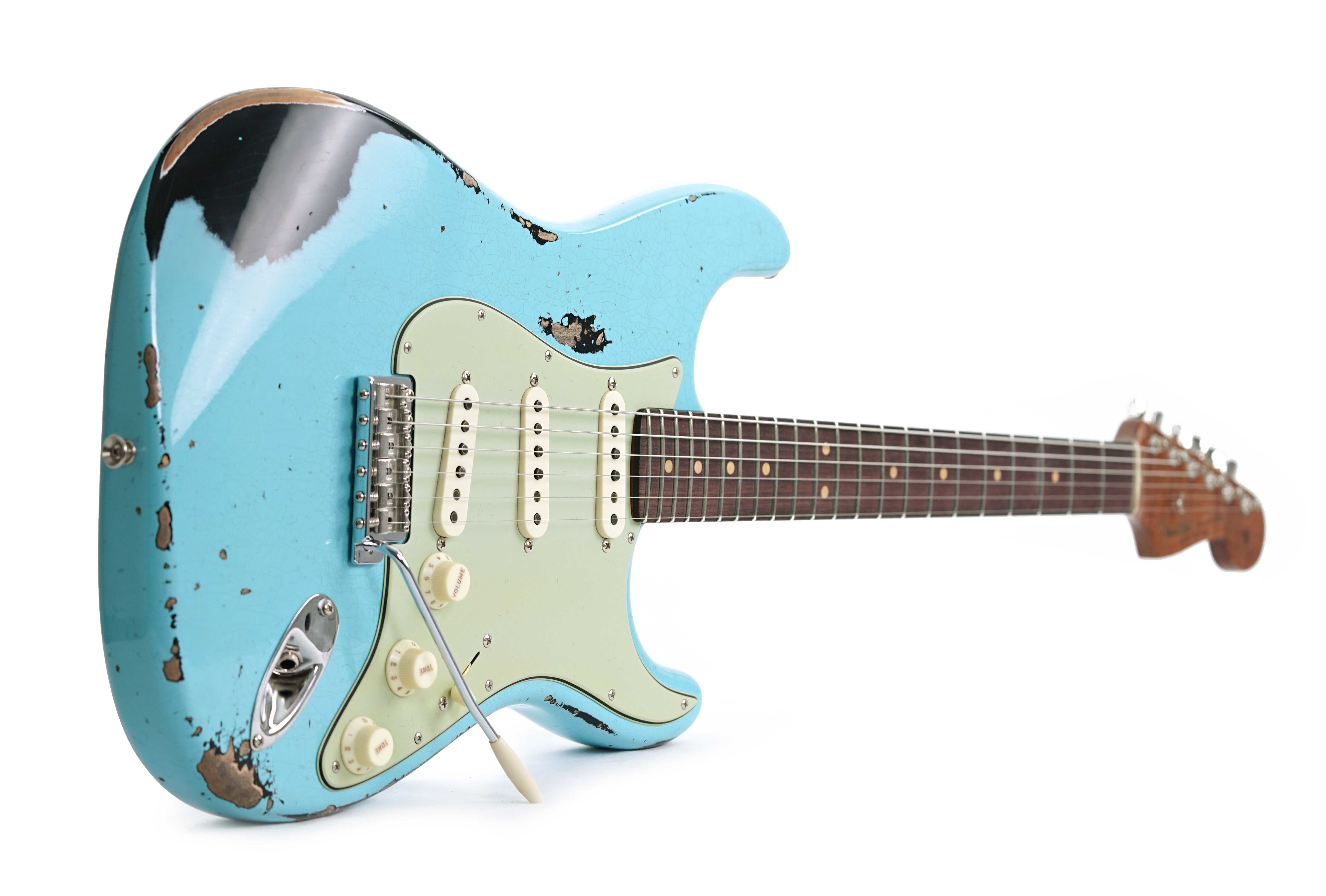 GUITARGUITAR Fender Custom Shop 1963 Stratocaster Heavy Relic with Closet Classic Hardware Daphne Blue Over Black #CZ582547