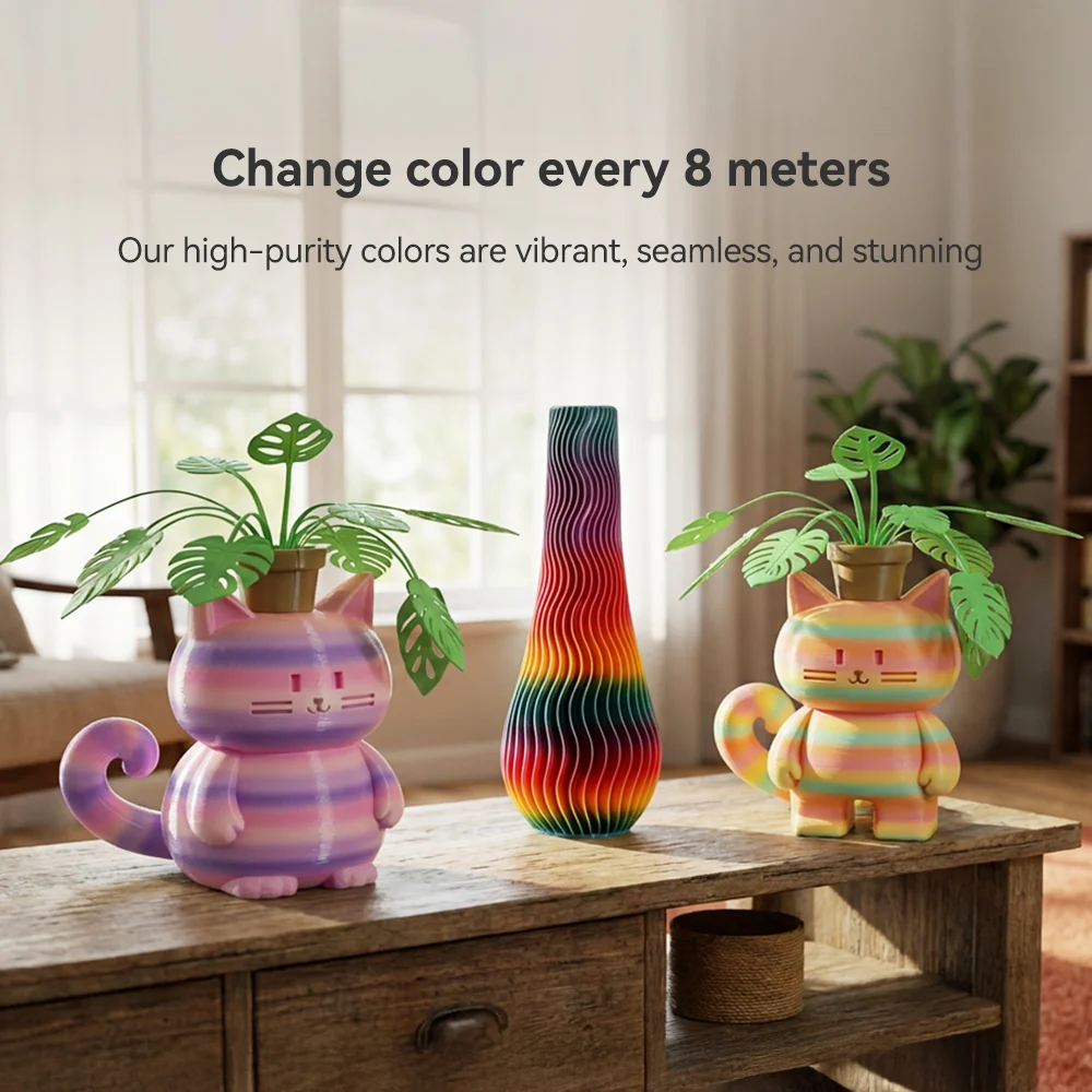 [MOQ: 3KG] PLA, SILK, PETG Rainbow Filament 3D Printer Filament 1KG