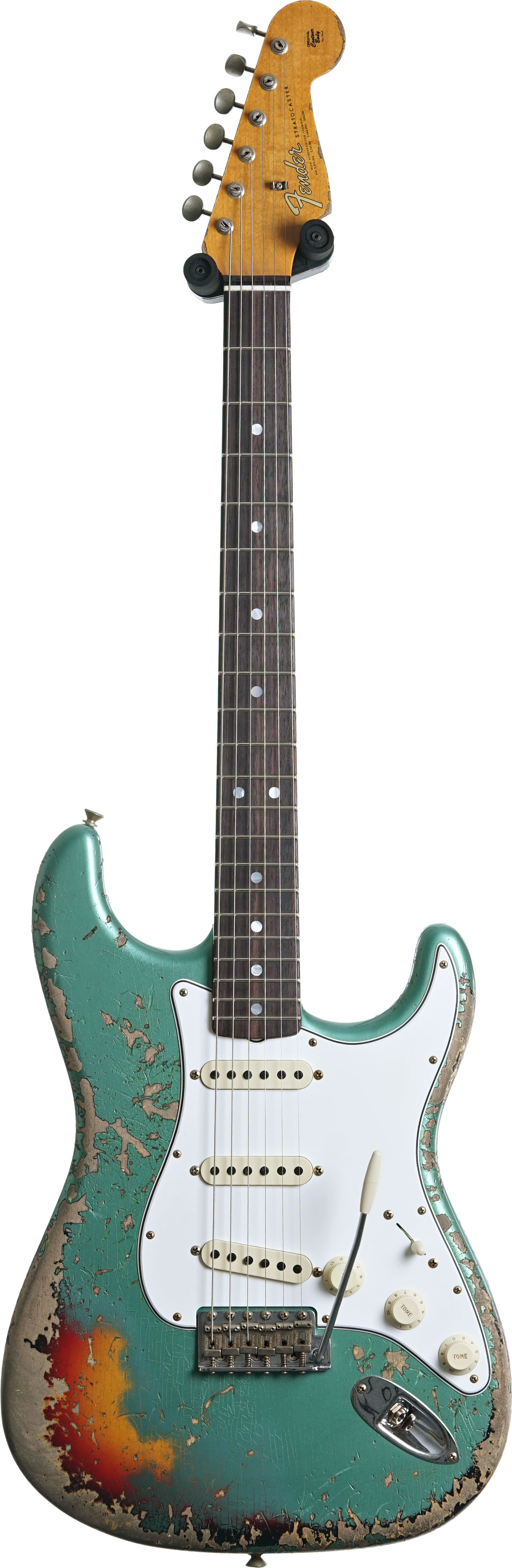 GUITARGUITAR Fender Custom Shop 1965 Stratocaster Super Heavy Relic Super Faded Aged Sherwood Green Metallic over 3-Color Sunburst #CZ586962