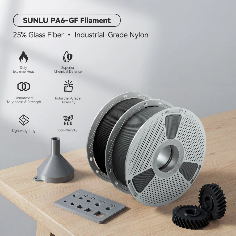 Nylon-6 Glass Fiber (PA6-GF) 3D Printer Filament 1KG