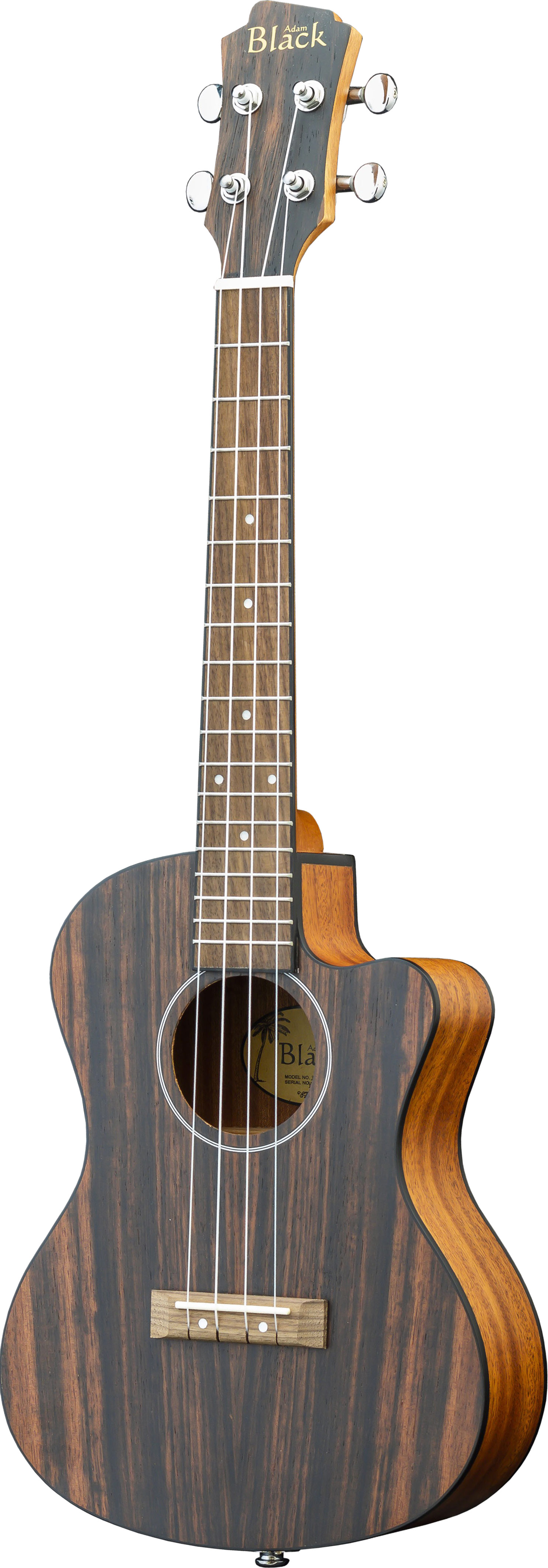 GUITARGUITAR Adam Black Tenor Ukulele Striped Ebony Cutaway Electric