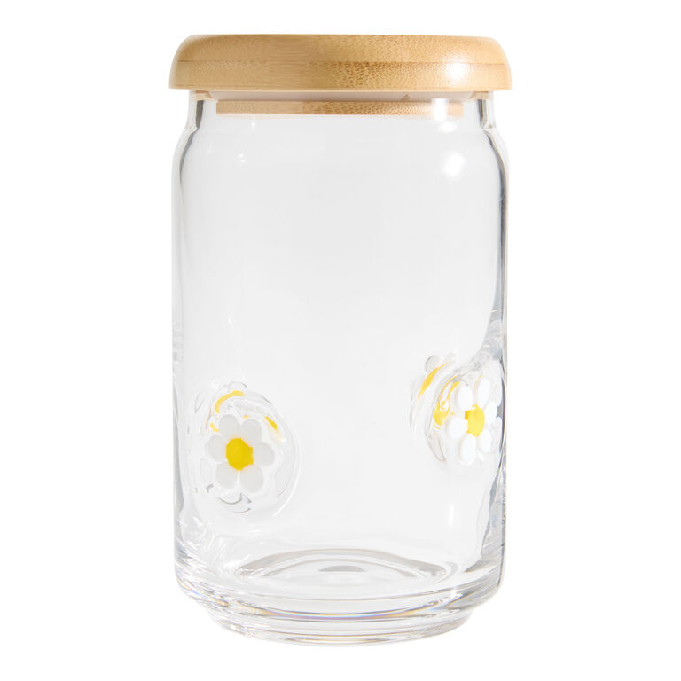 World Market Charm Inlay Tall Glass and Bamboo Storage Canister