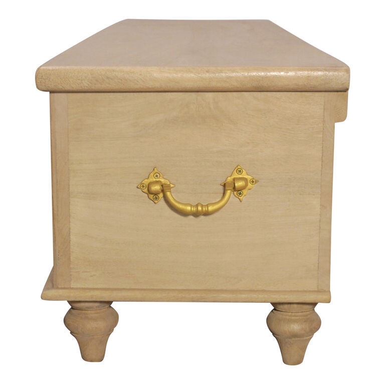 World Market Gata Distressed White Teak Wood Storage Bench