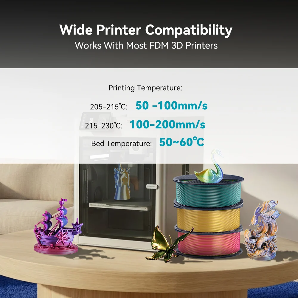 [MOQ: 3KG] Multi-Color SILK Filament(Dual-color, Tri-color and Four-color) 3D Printer Filament 1KG