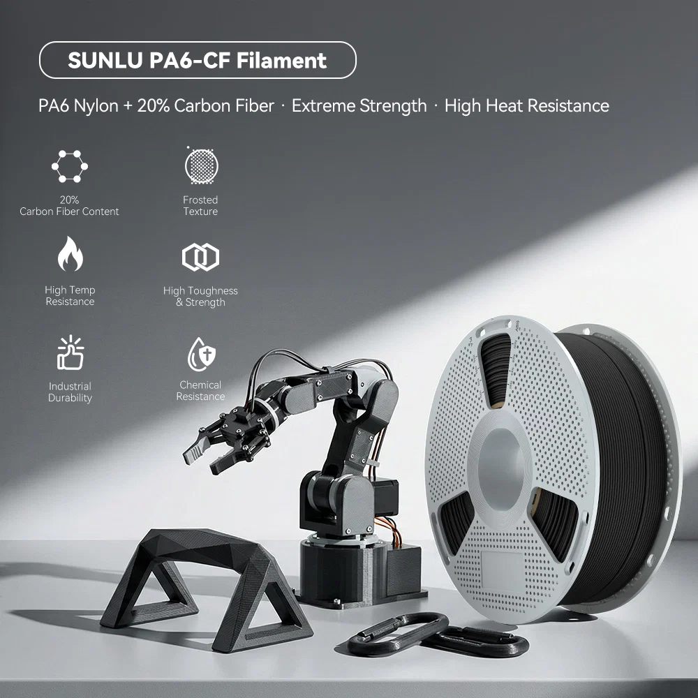Nylon-6 Carbon Fiber (PA6-CF) 3D Printer Filament 0.5KG-1KG