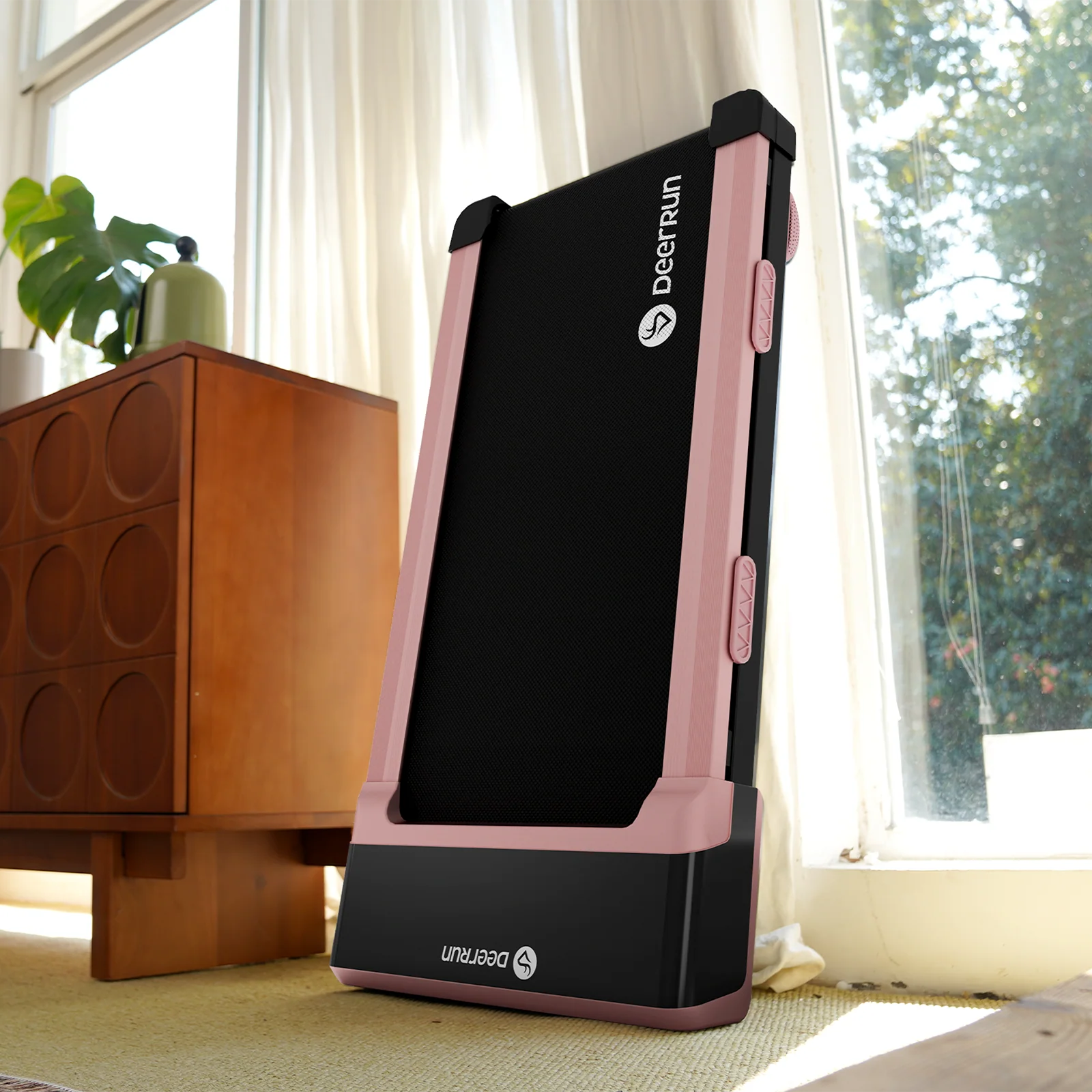 DeerRun Z10 12% Auto Incline Smart Walking Pad Treadmill with remote control Pink-Fat-burning & fitness friendly
