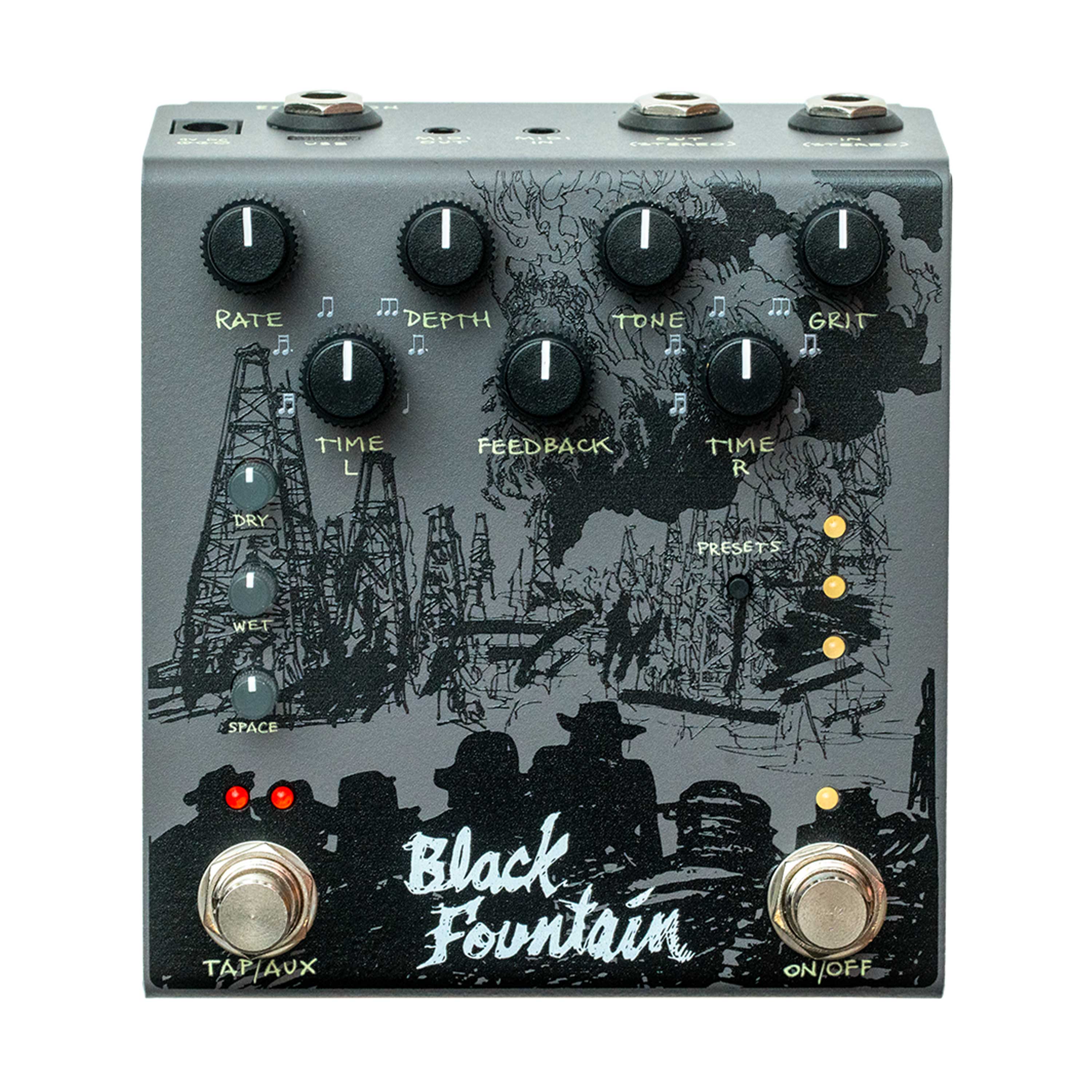 GUITARGUITAR Old Blood Noise Endeavors Black Fountain Stereo Delay Pedal Slate