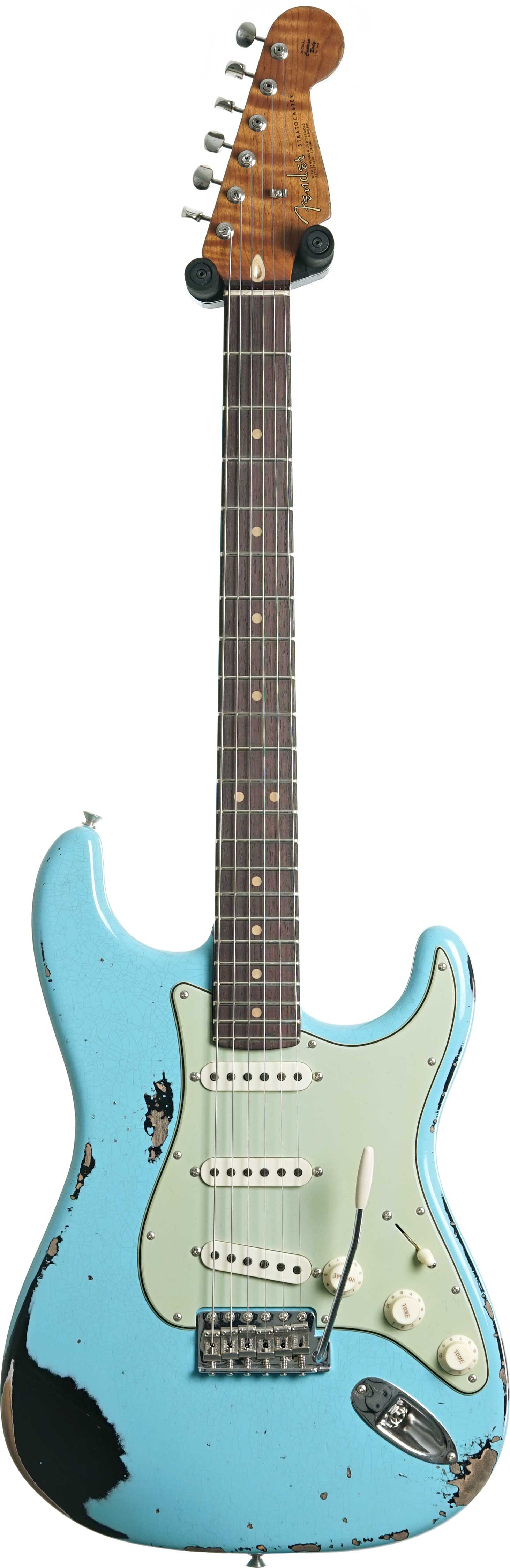 GUITARGUITAR Fender Custom Shop 1963 Stratocaster Heavy Relic with Closet Classic Hardware Daphne Blue Over Black #CZ582547