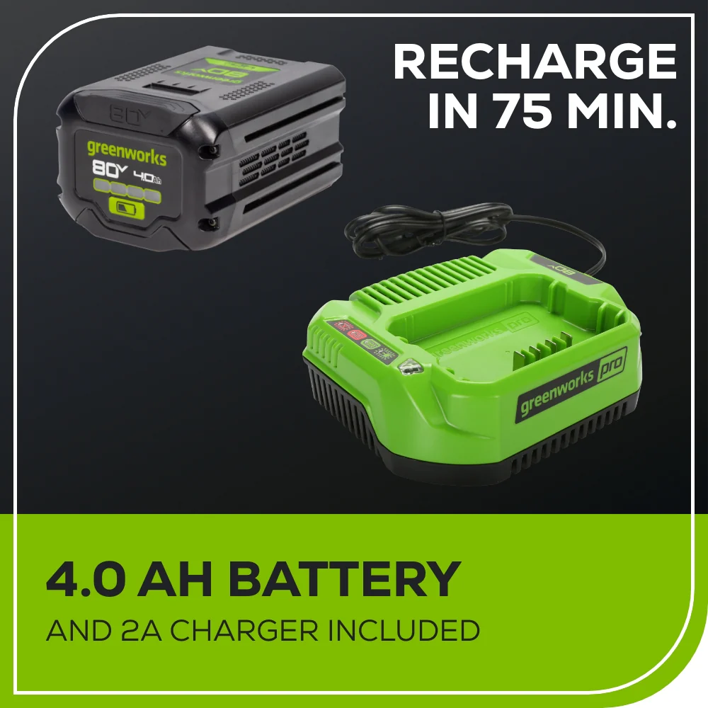 Greenworks OPEN BOX 80V 800CFM Cordless Battery Leaf Blower, 4Ah Battery and Charger