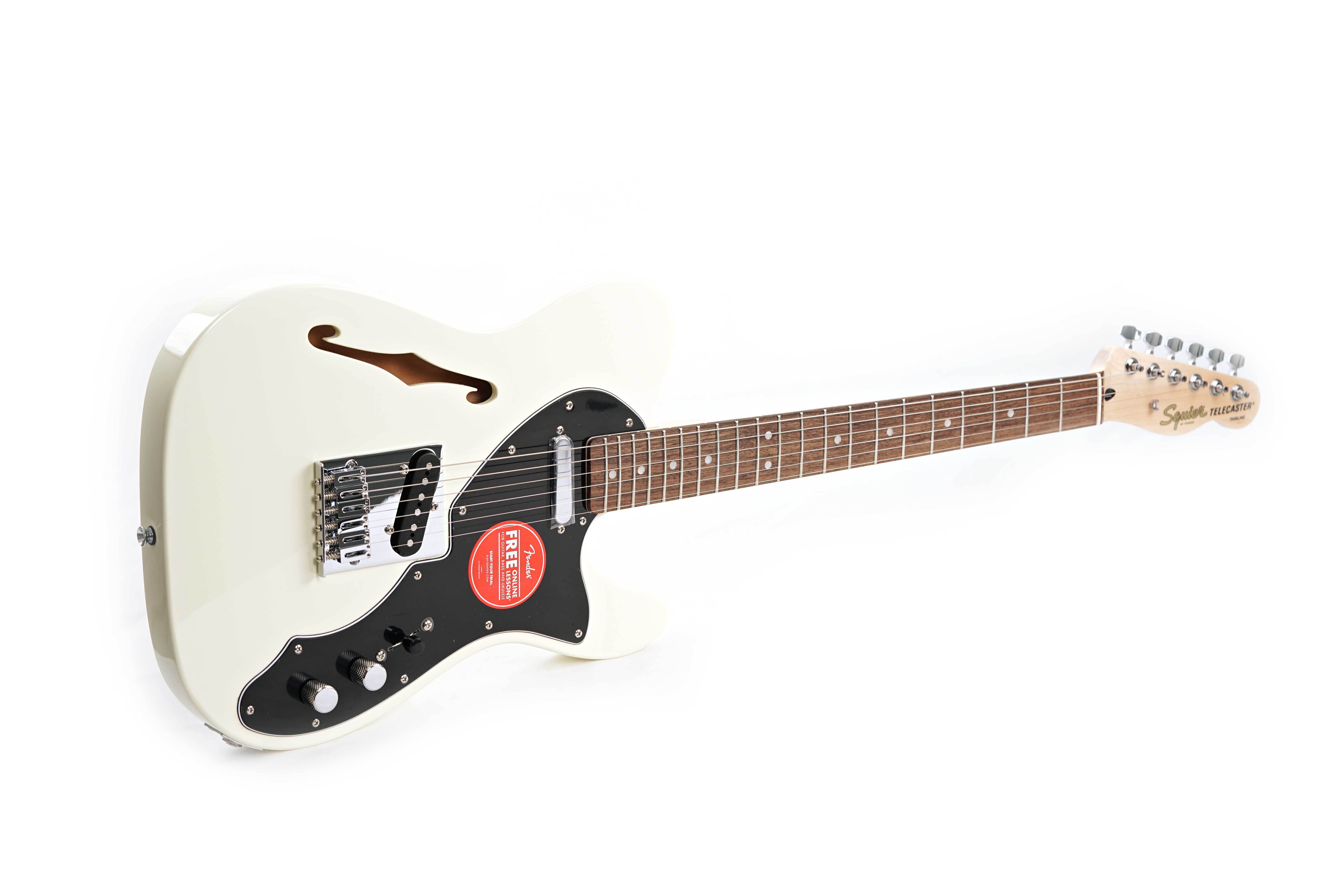GUITARGUITAR Squier Affinity Series Telecaster Thinline Indian Laurel Fingerboard Black Pickguard Olympic White