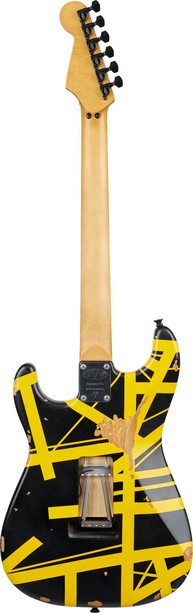GUITARGUITAR EVH Limited Edition Striped Series Frankenstein Frankie Maple Fingerboard Black with Yellow Stripes Aged