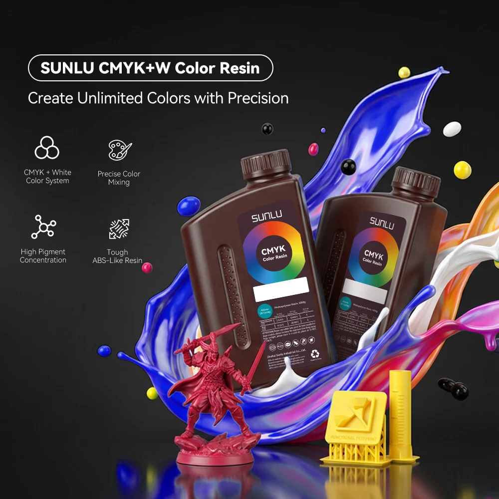 SUNLU CMYK+W Color Mixing Resin 1000g*5 Bottles Kit