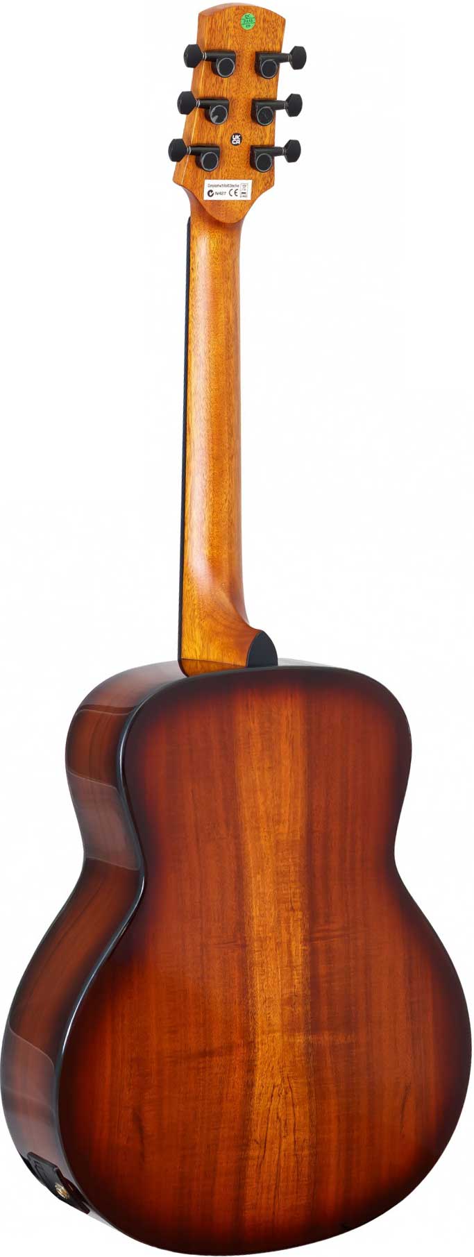 GUITARGUITAR Adam Black O-2 Travel Koa Electro Acoustic with Bevelled Armrest