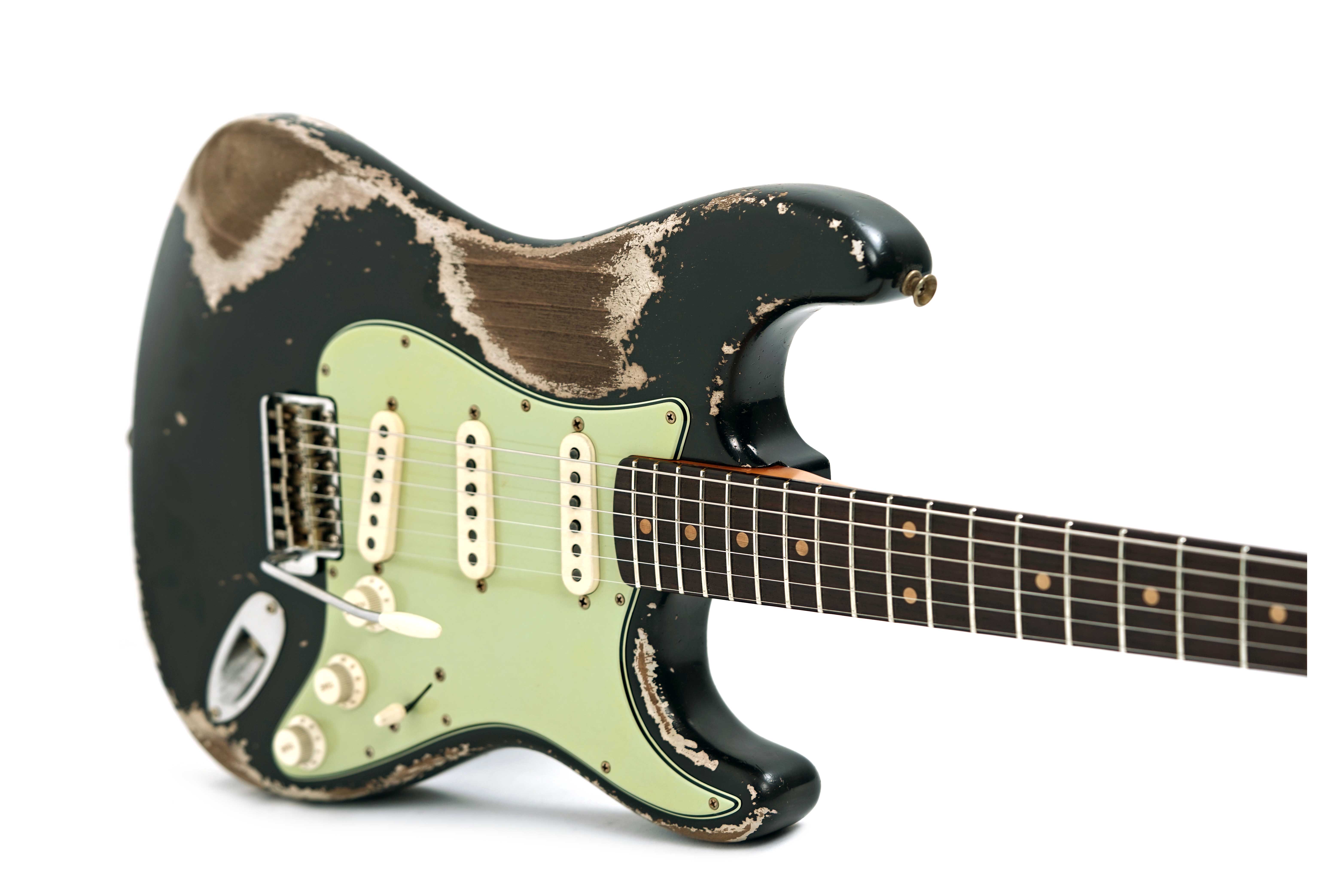 GUITARGUITAR Fender Custom Shop 61 Stratocaster Heavy Relic Black over Shoreline Gold Master Built by Paul Waller #R147453