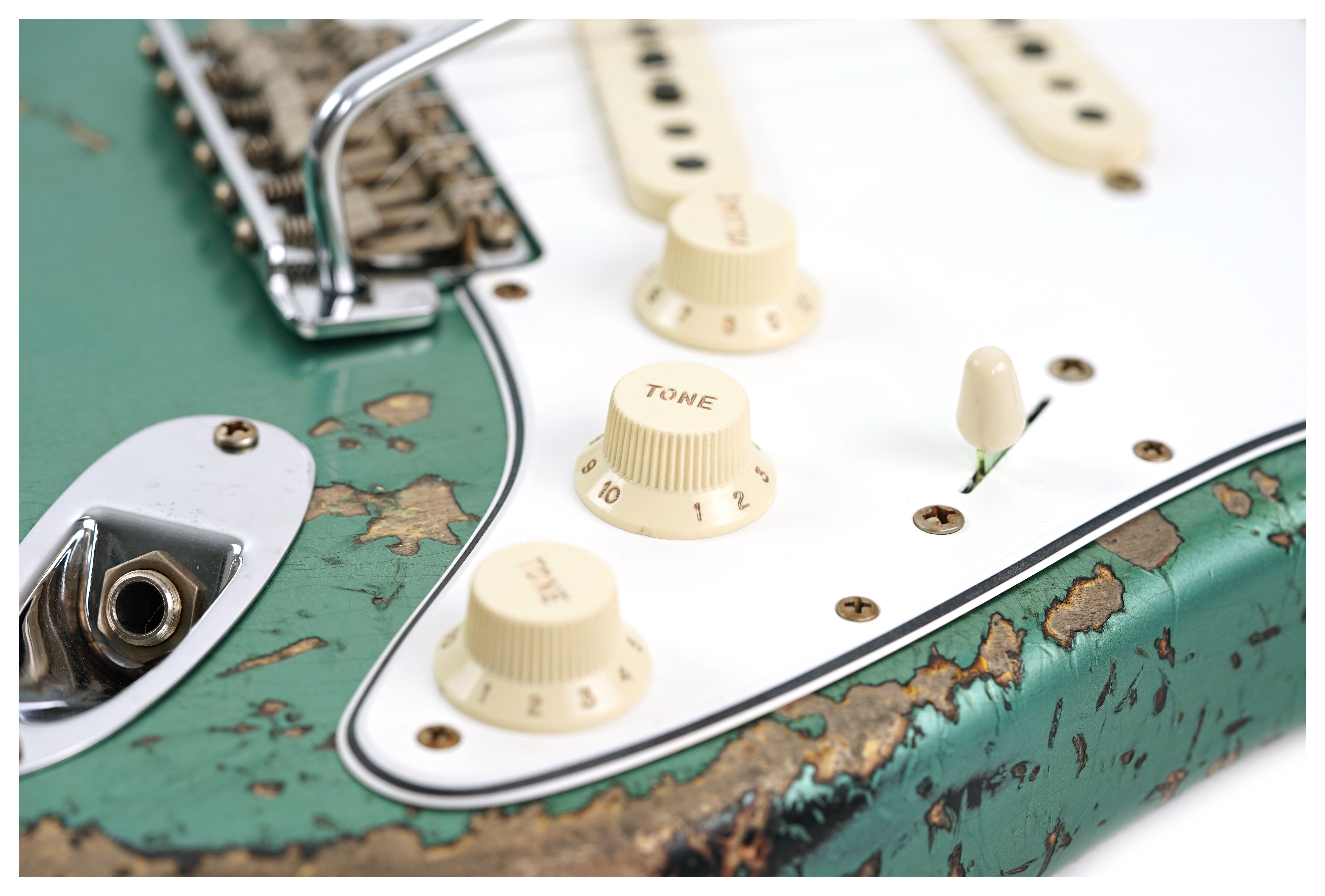 GUITARGUITAR Fender Custom Shop 1965 Stratocaster Super Heavy Relic Super Faded Aged Sherwood Green Metallic over 3-Color Sunburst #CZ586962