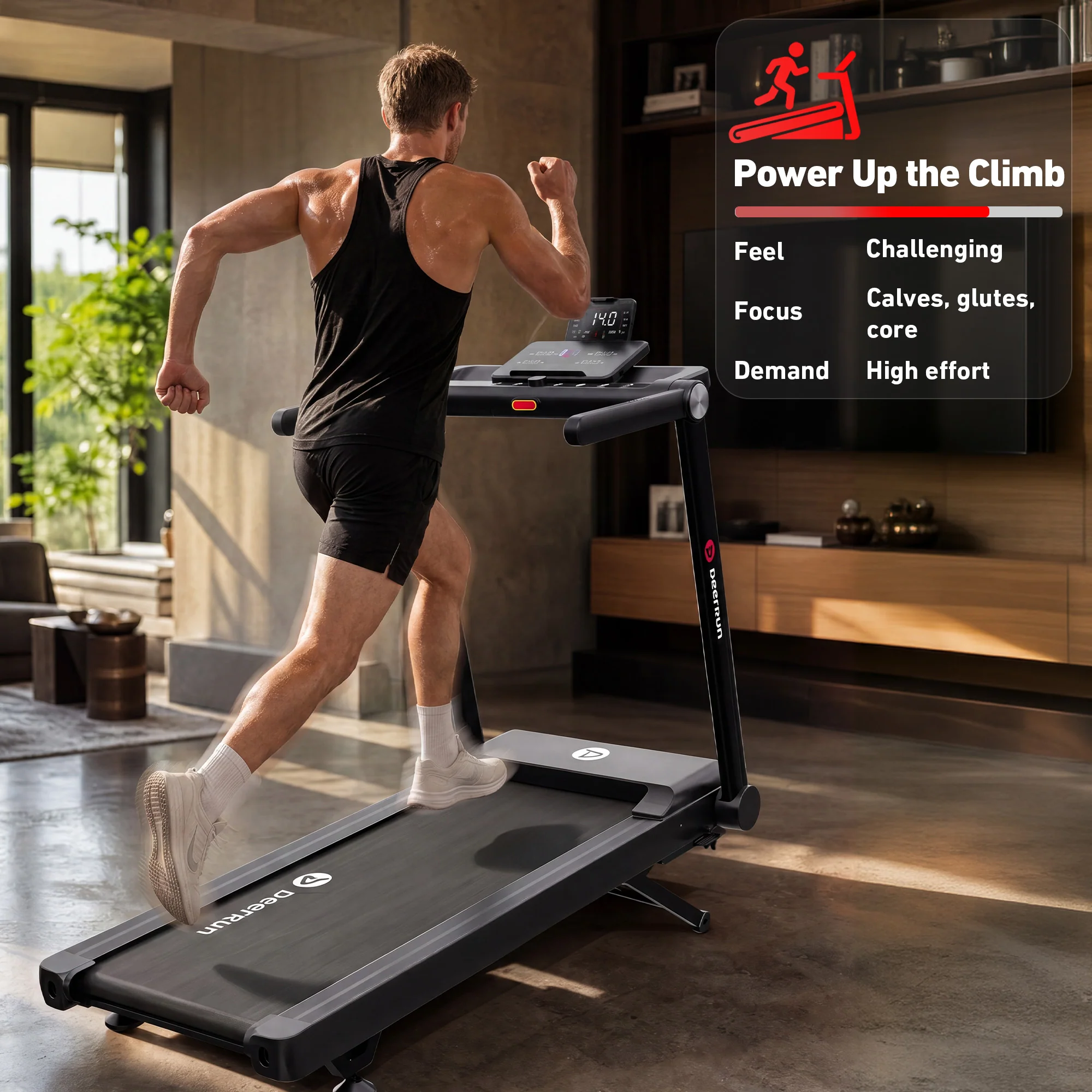 DeerRun Apex Rise 1 Challenge Training 25% Auto Incline Foldable Smart Treadmill