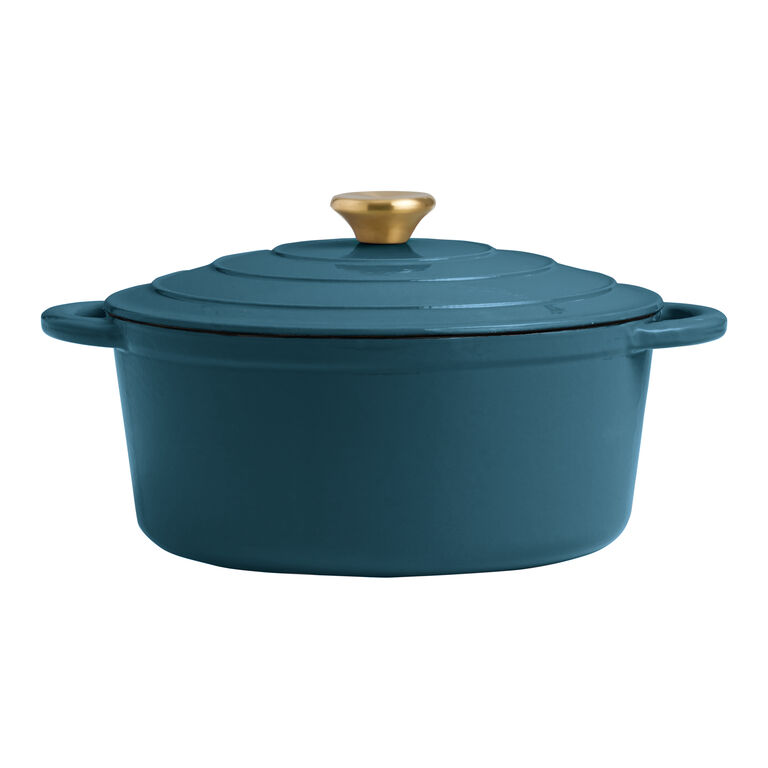 World Market Ivory and Black Rim Enamel Cast Iron Cookware Collection