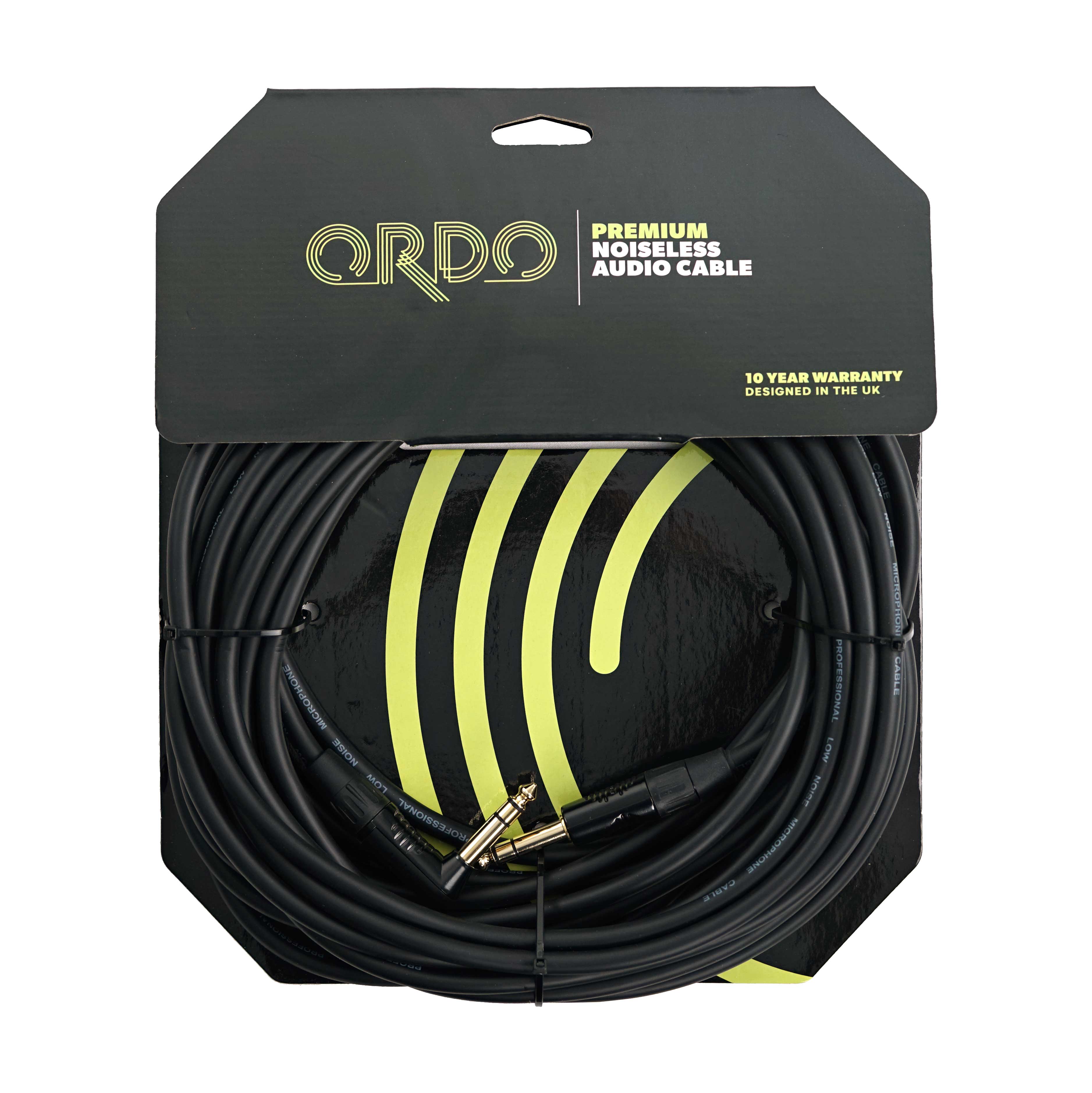 GUITARGUITAR Ordo C-IC3-10-1SJ-1SJA 30ft/10M Premium Angled Stereo Cable with Rean by Neutrik Connectors
