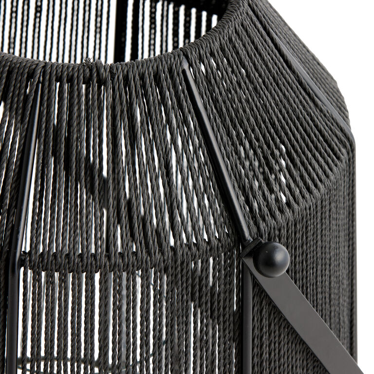 World Market Black Woven Rope Hurricane Candle Holder