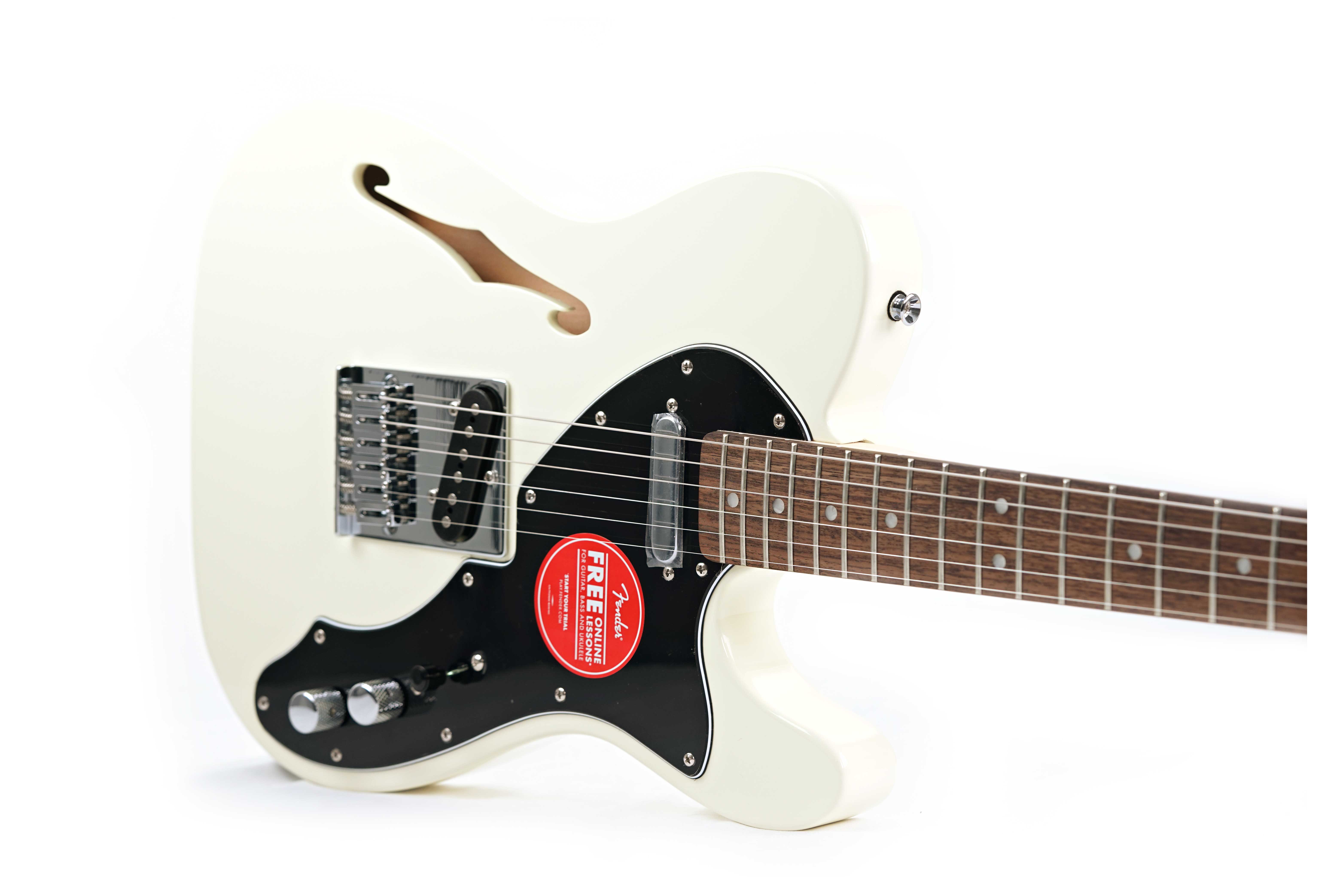 GUITARGUITAR Squier Affinity Series Telecaster Thinline Indian Laurel Fingerboard Black Pickguard Olympic White