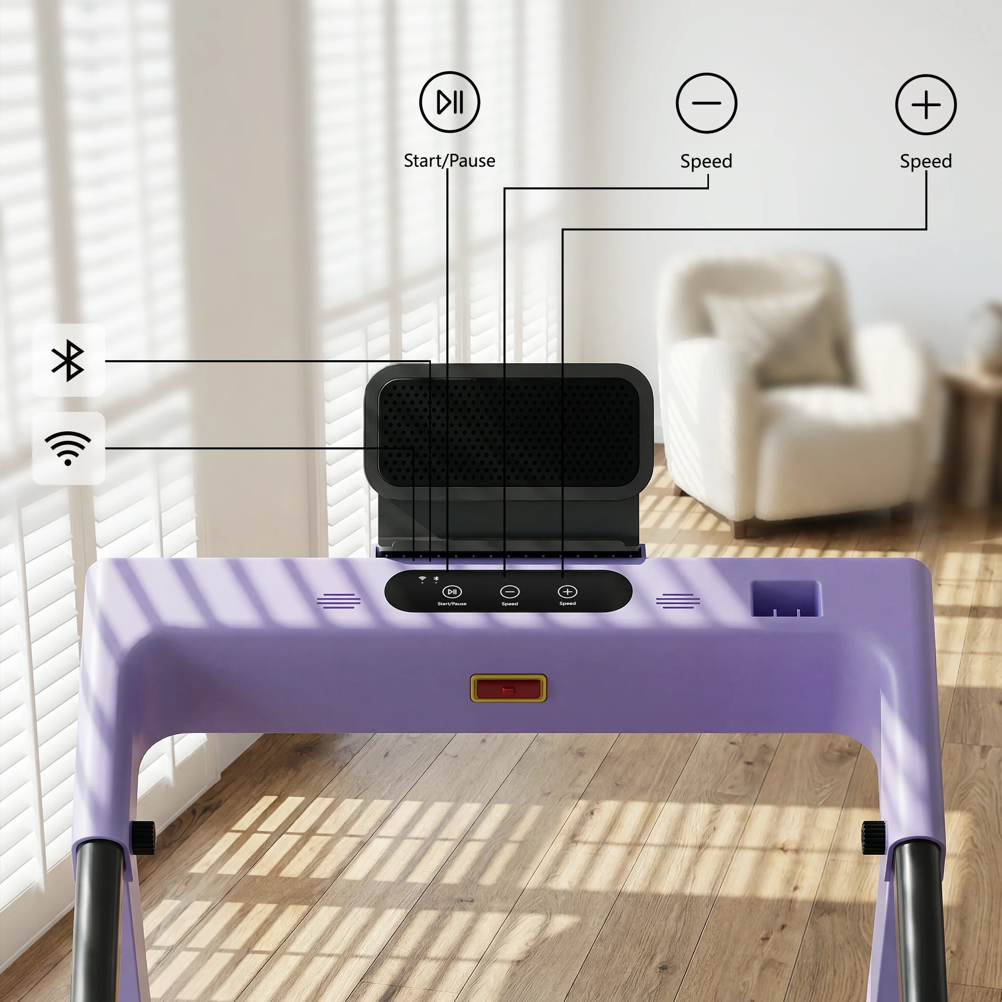 DeerRun All-New 2026 A1 Pro Move+  6% Incline Foldable Treadmill——Upgraded Chip & NFC Support | 350 lbs, 10 mph Dreamy Violet