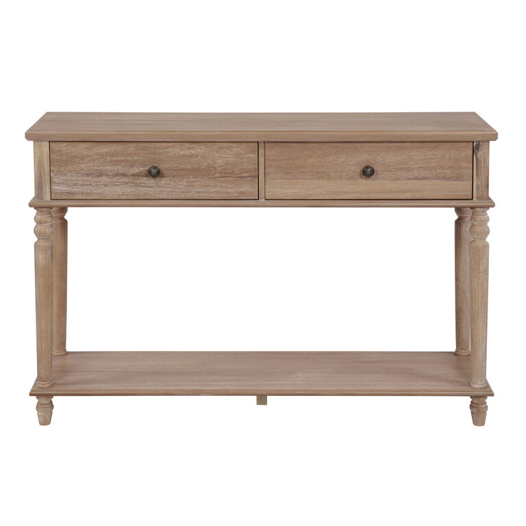 World Market Rafe Wire Brushed Natural Wood Console Table with Drawers