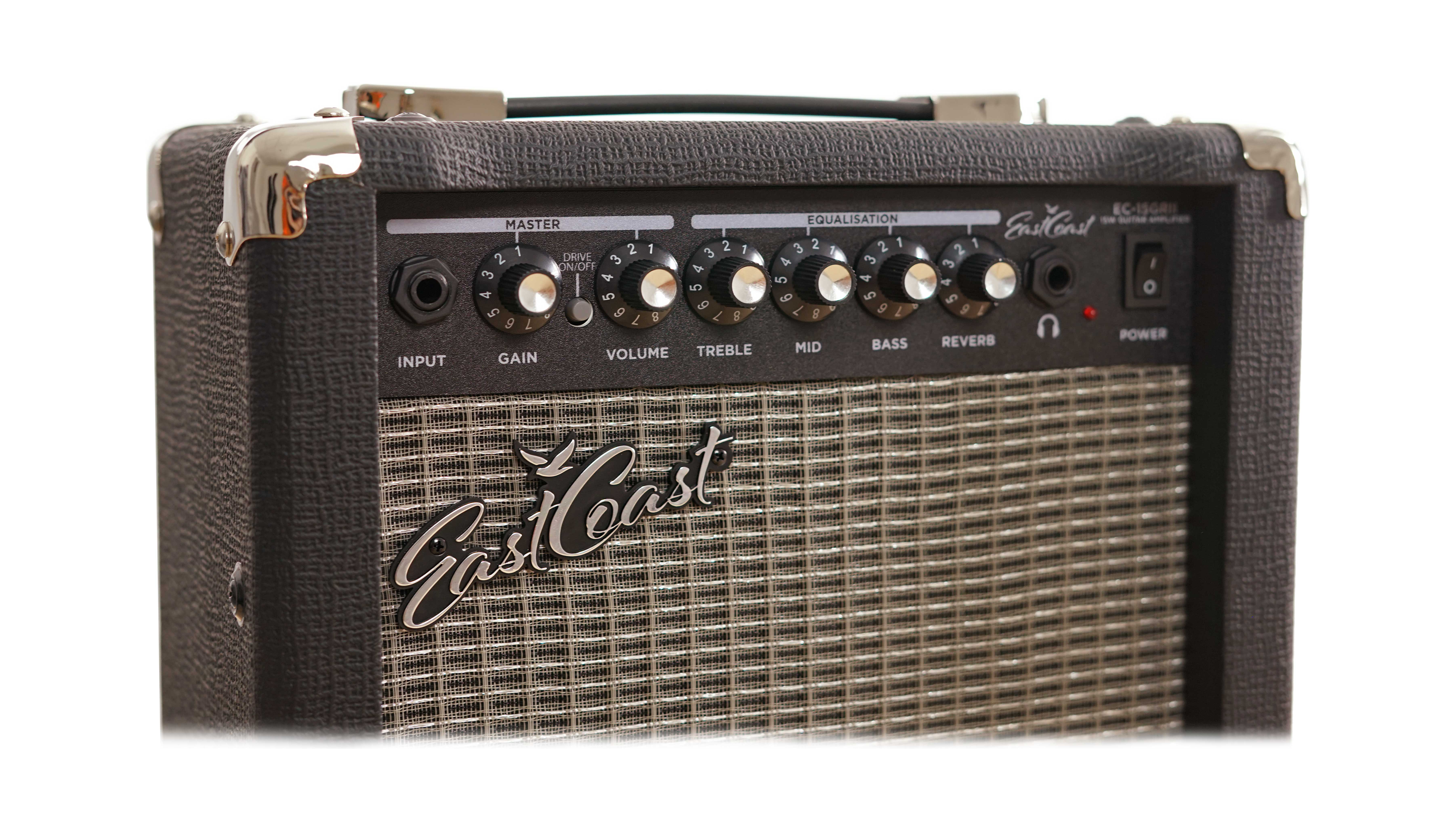 GUITARGUITAR EastCoast EC-15GRII 15 Watt Guitar Combo Practice Amp With Reverb