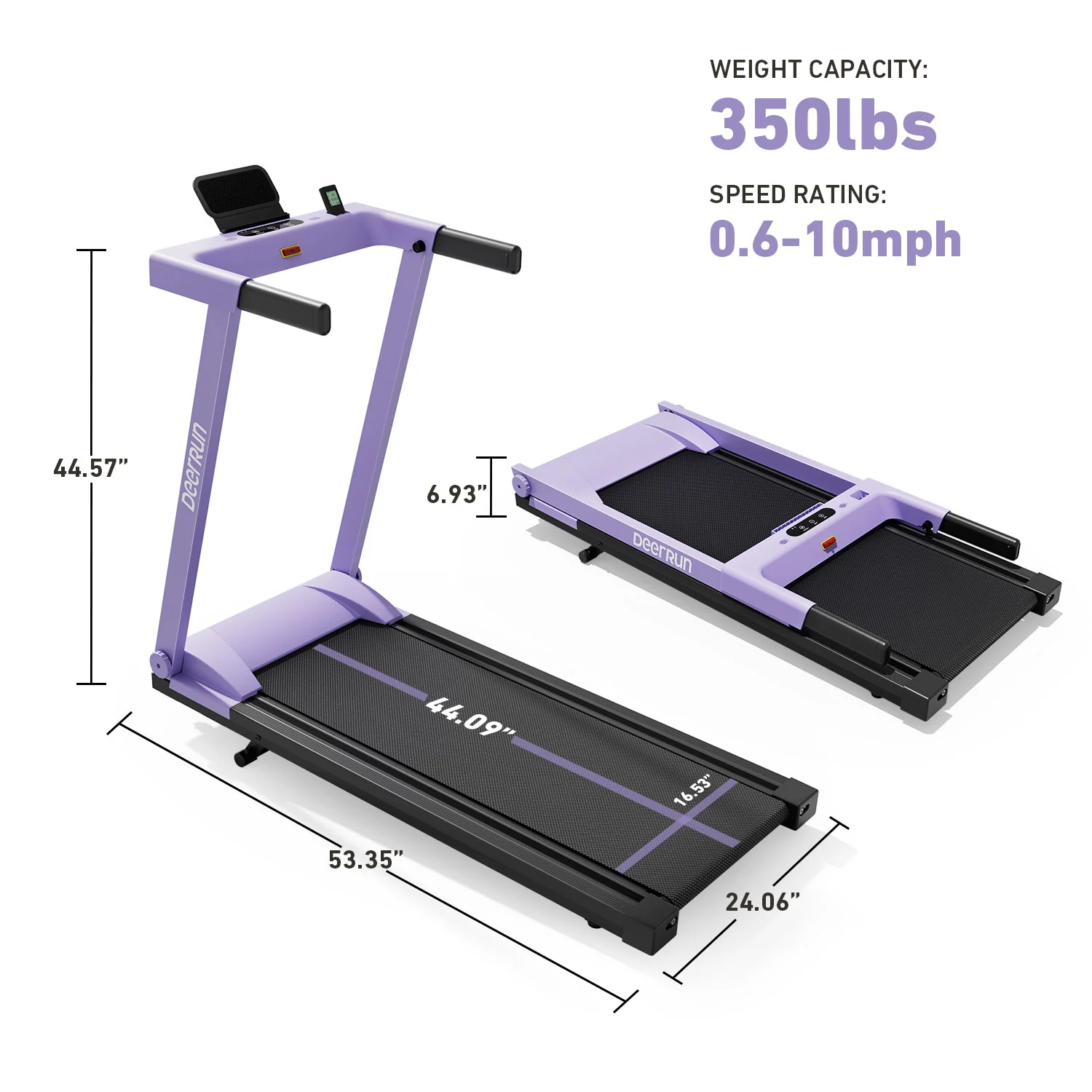 DeerRun All-New 2026 A1 Pro Move+  6% Incline Foldable Treadmill——Upgraded Chip & NFC Support | 350 lbs, 10 mph Dreamy Violet