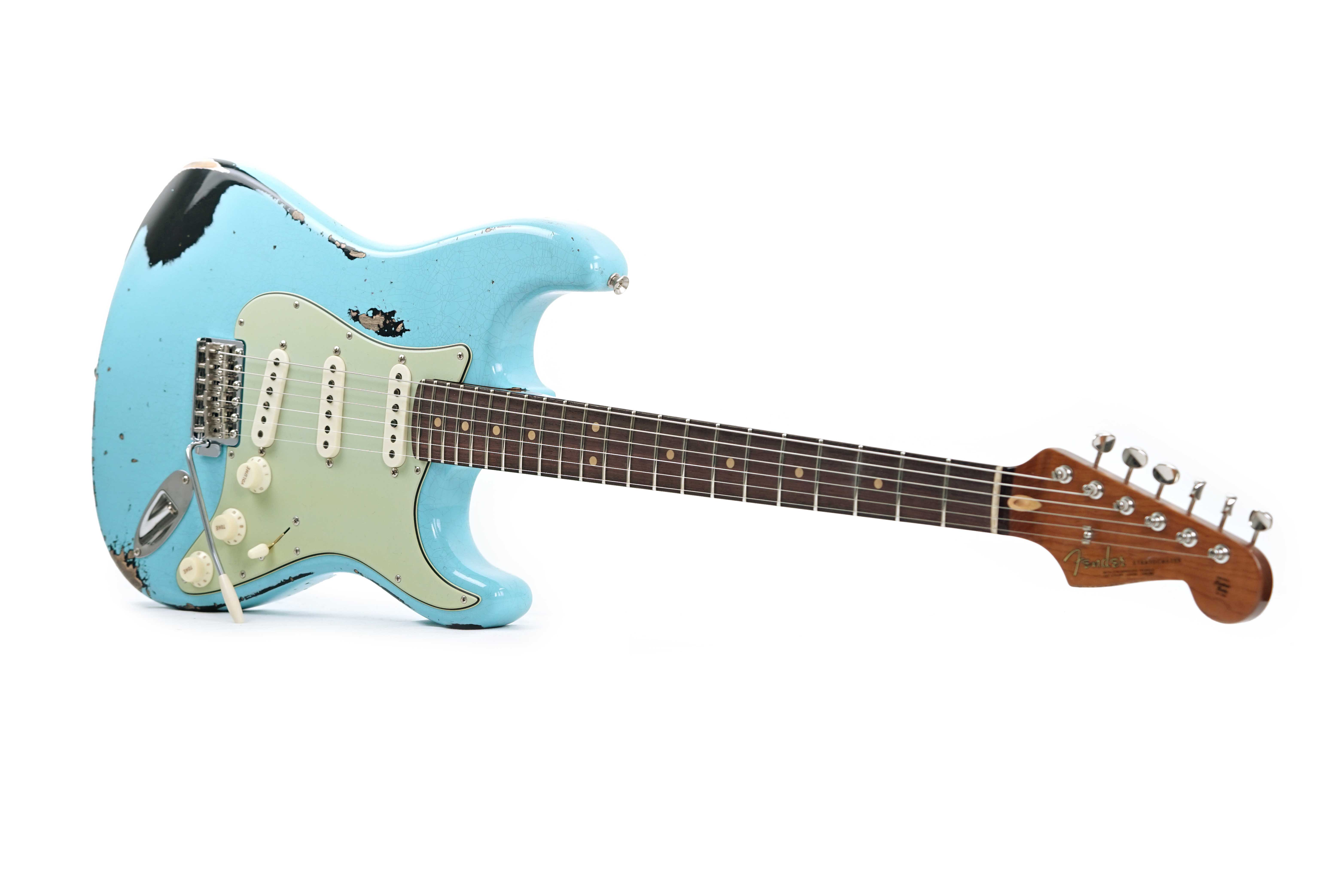 GUITARGUITAR Fender Custom Shop 1963 Stratocaster Heavy Relic with Closet Classic Hardware Daphne Blue Over Black #CZ582547