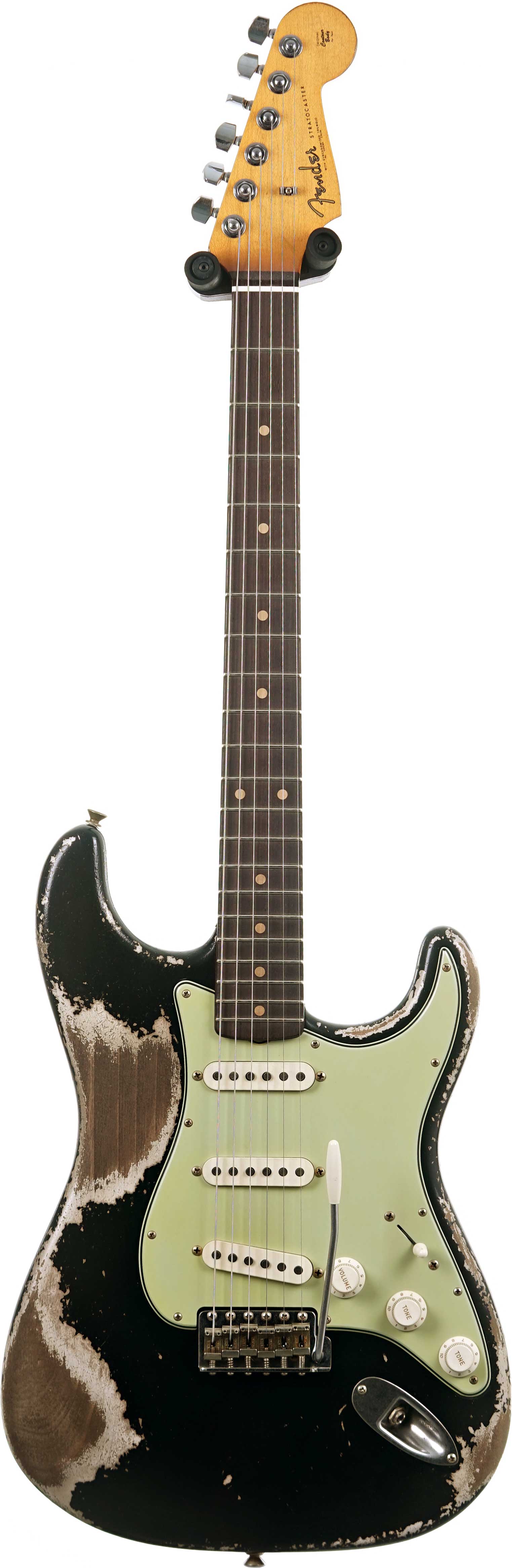 GUITARGUITAR Fender Custom Shop 61 Stratocaster Heavy Relic Black over Shoreline Gold Master Built by Paul Waller #R147453