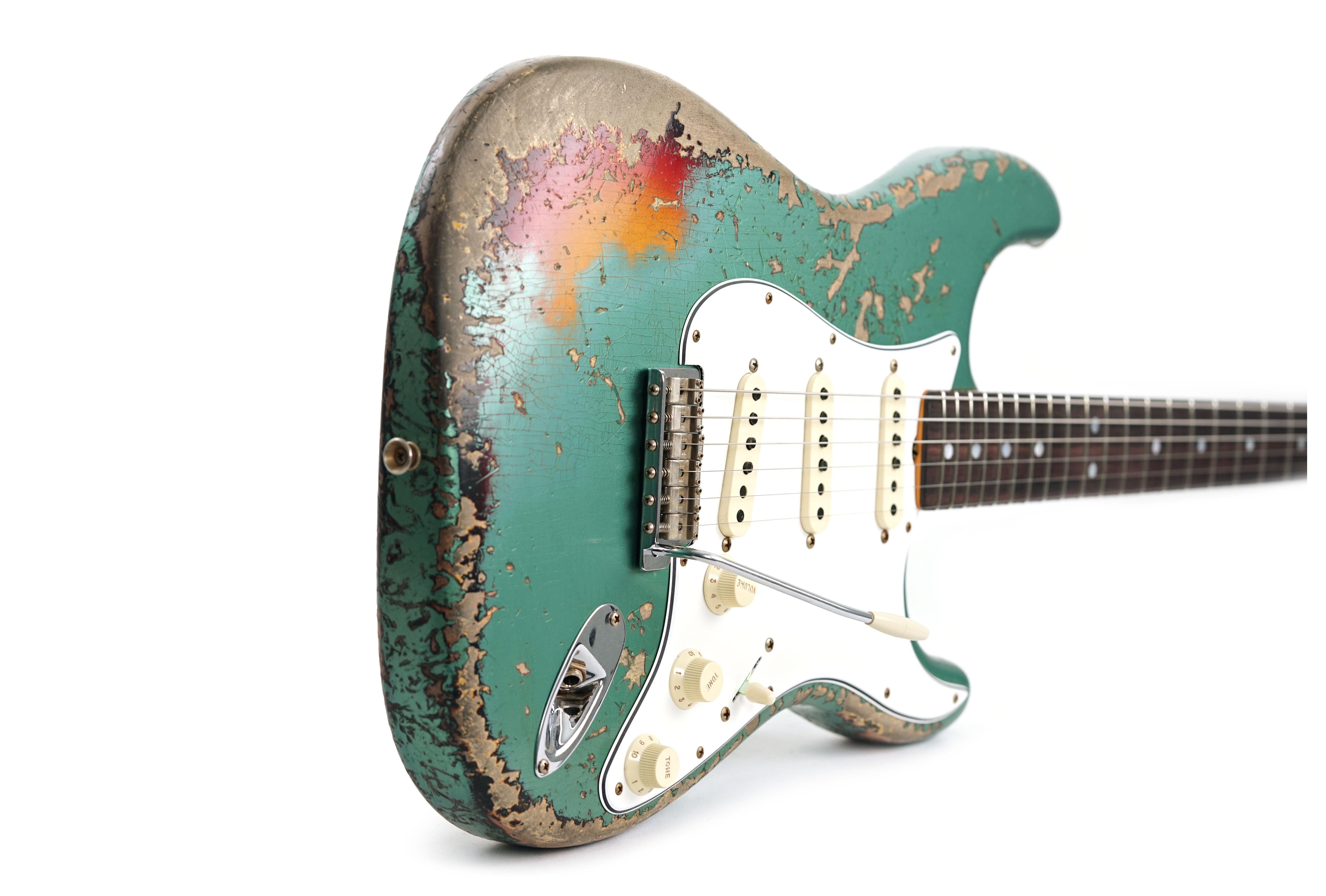 GUITARGUITAR Fender Custom Shop 1965 Stratocaster Super Heavy Relic Super Faded Aged Sherwood Green Metallic over 3-Color Sunburst #CZ586962