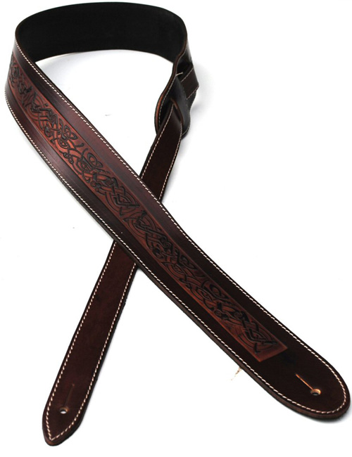 GUITARGUITAR Leathergraft Embossed Leather Strap Brown