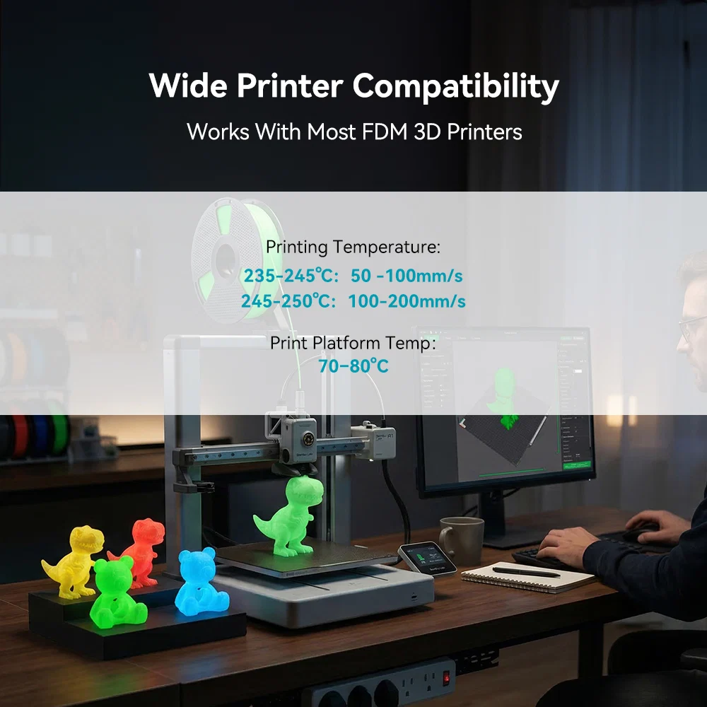 [MOQ: 3KG] PETG Glow in The Dark (Luminous) 3D Printer Filament 1KG