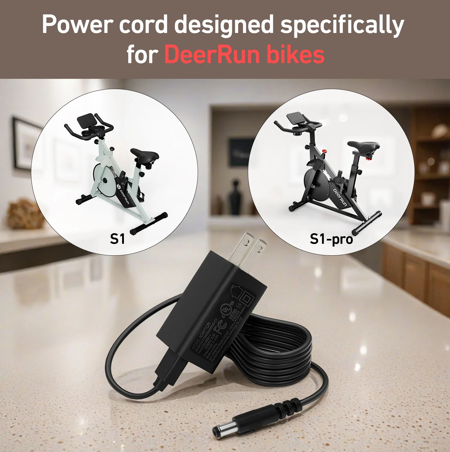 DeerRun® Bike Extension Cord, 10 ft, 5V 2A, with Adapter