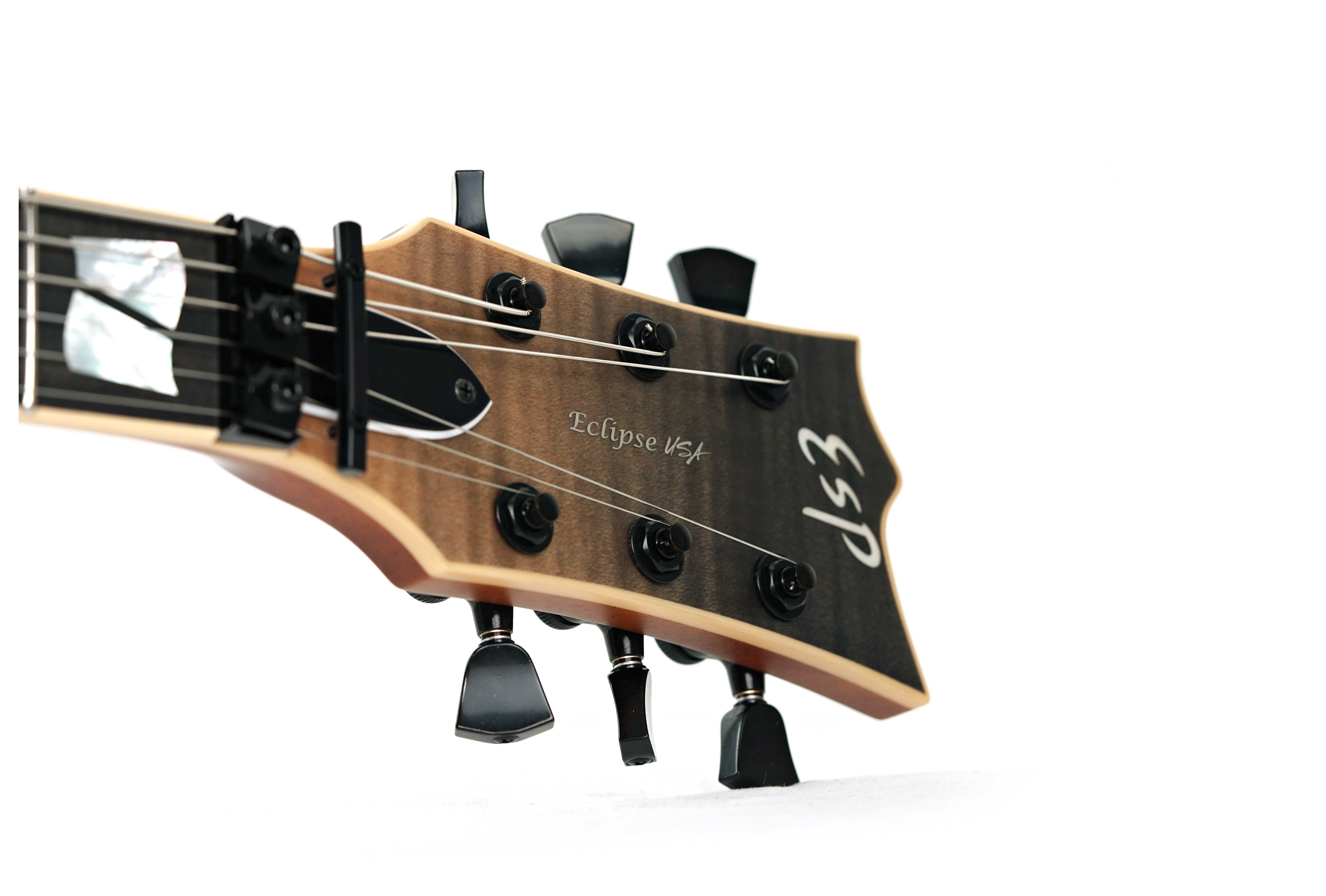 GUITARGUITAR ESP USA Eclipse Flame Maple EMG FR Black Natural Fade Satin (Ex-Demo) #US24302