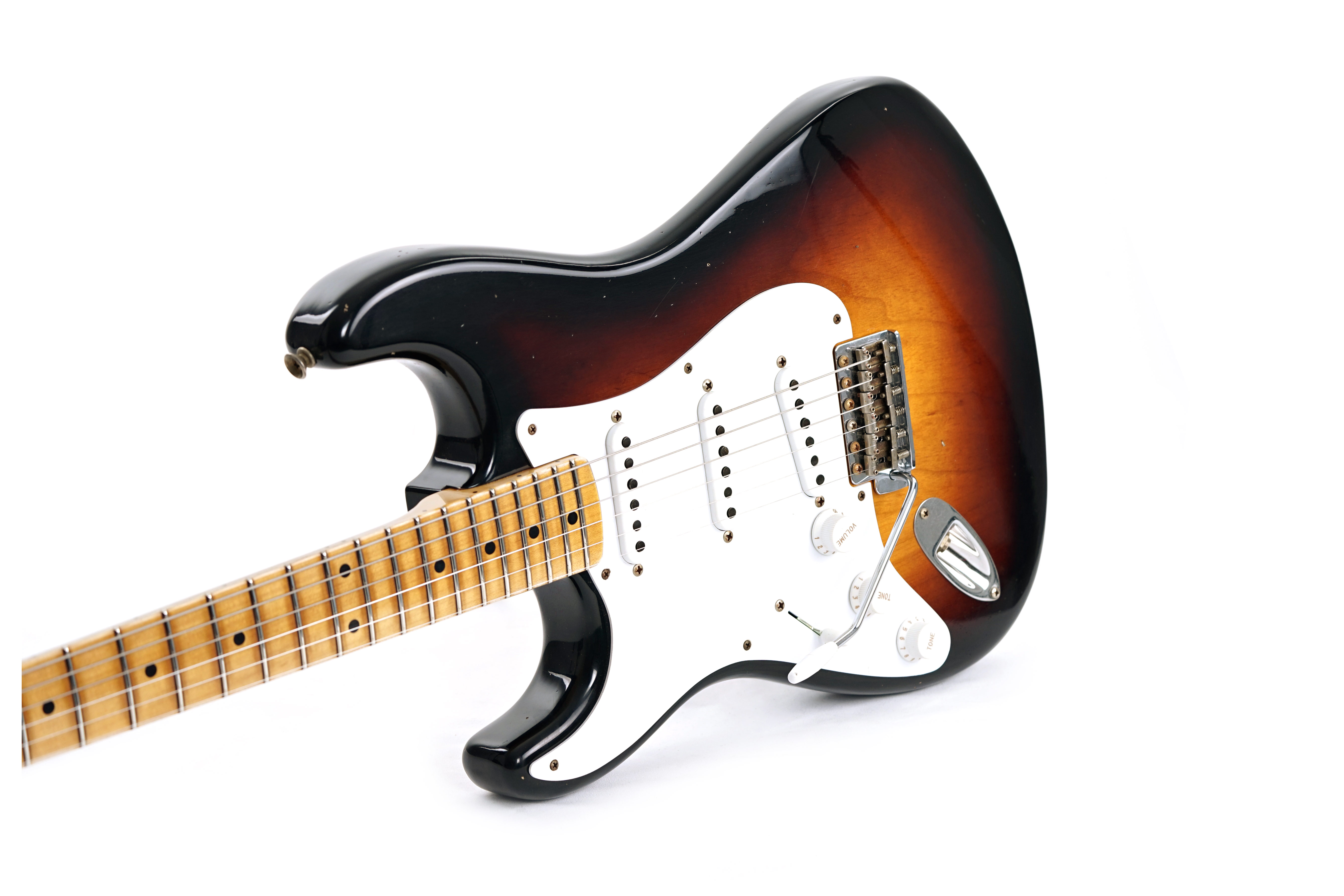 GUITARGUITAR Fender Custom Shop 1954 Stratocaster Journeyman Relic Wide 2 Tone Sunburst Left Handed