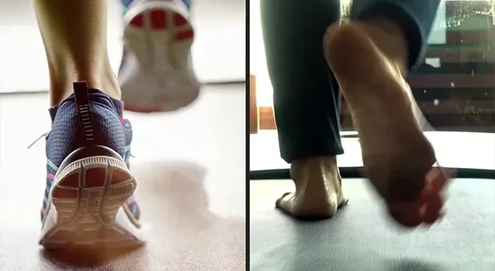 running barefoot on the treadmill