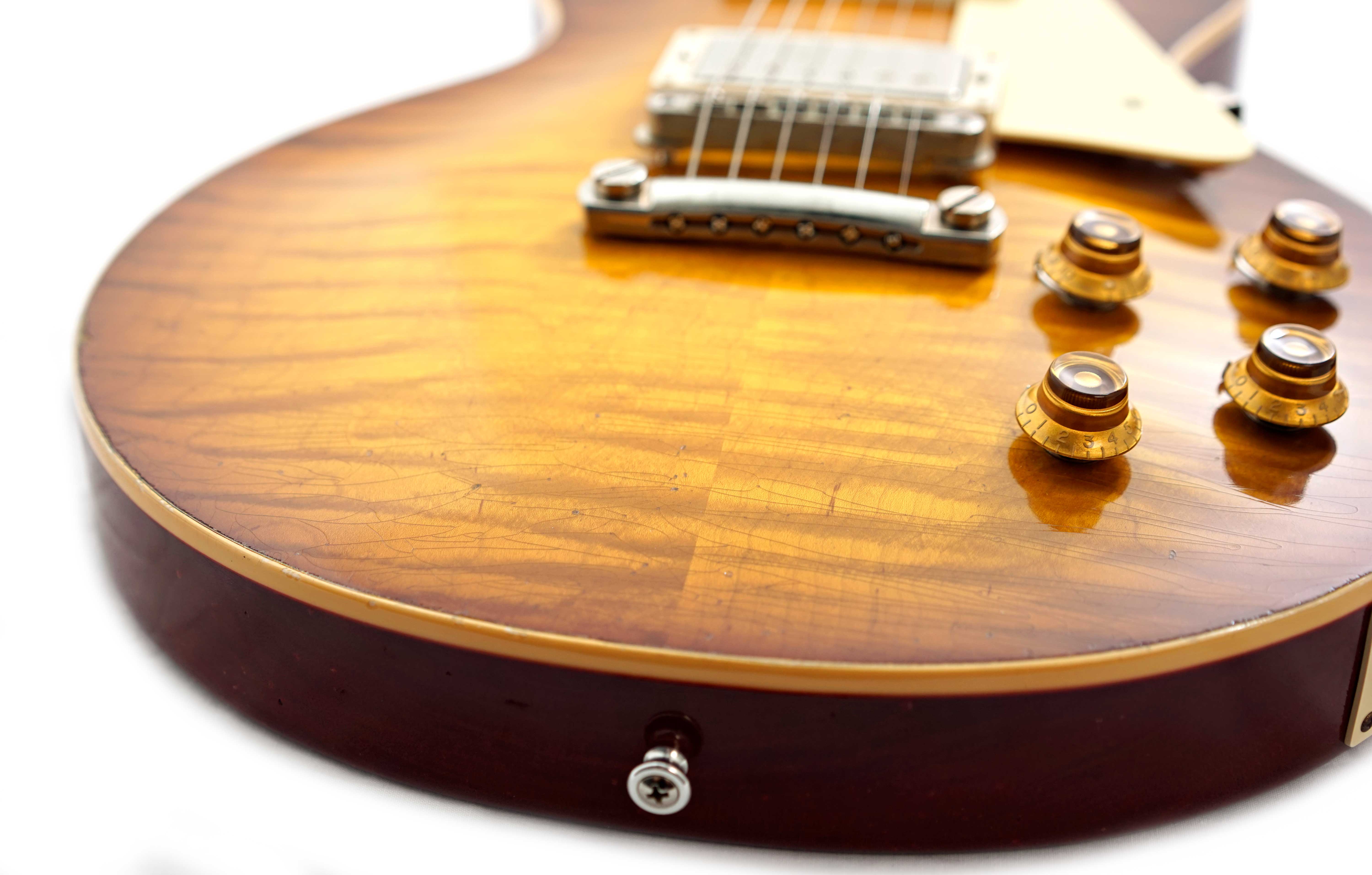GUITARGUITAR Gibson Custom Shop 59 Les Paul Standard Made 2 Measure Hand Selected Top Dark Butterscotch Burst Murphy Lab Light Aged #93632