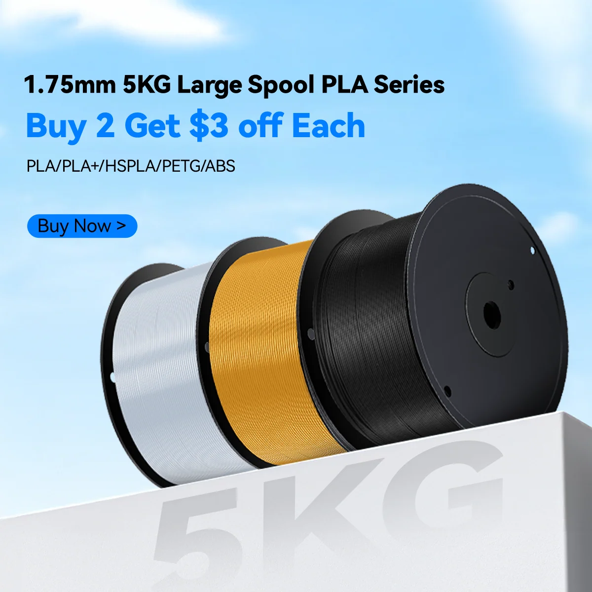 [Bigger Size, Longer Use, No Waste] 5KG Large Spool PLA Series 3D Printer Filament Collection