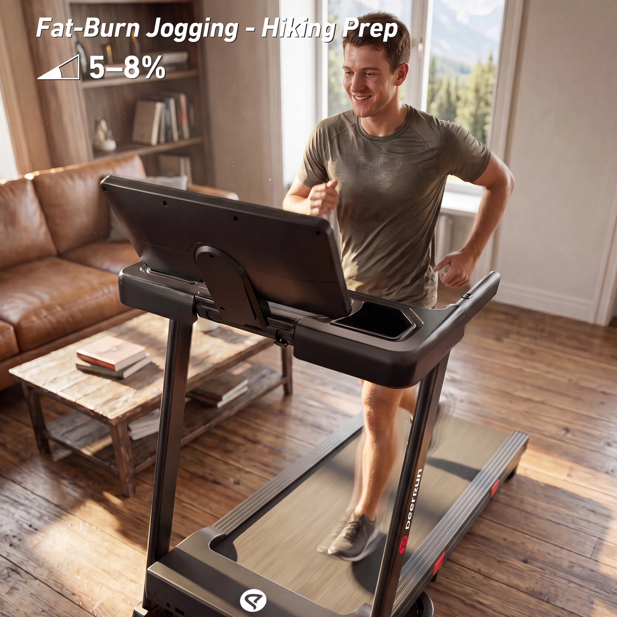 DeerRun Apex Base 1 Stronger Cardio 15% Auto Incline Treadmill